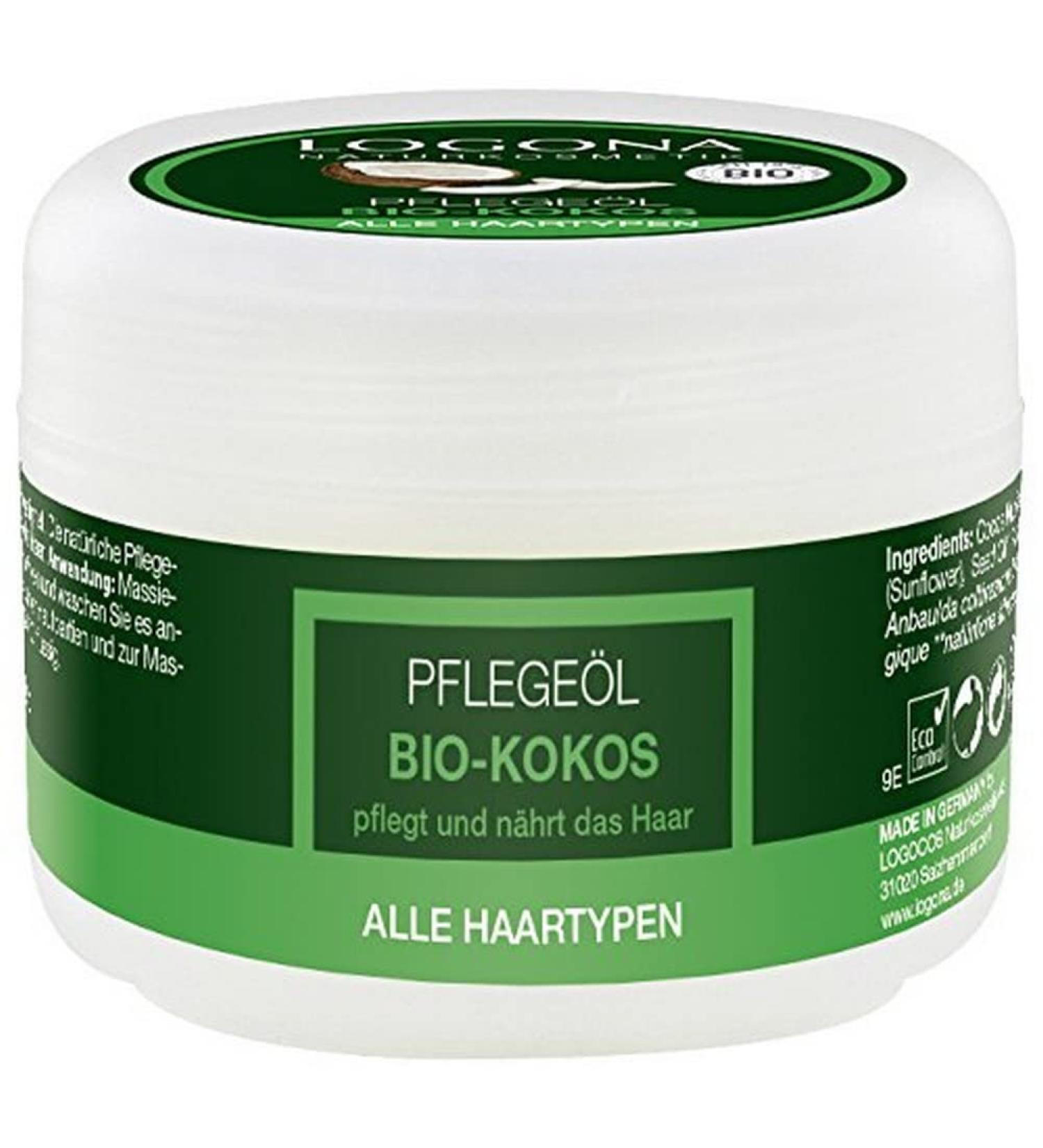 LOGONA Organic Coconut Hair Care Oil - Natural Vegan Nourishing Treatment for All Hair Types - 45 ml - Buy Online on GoSupps.com