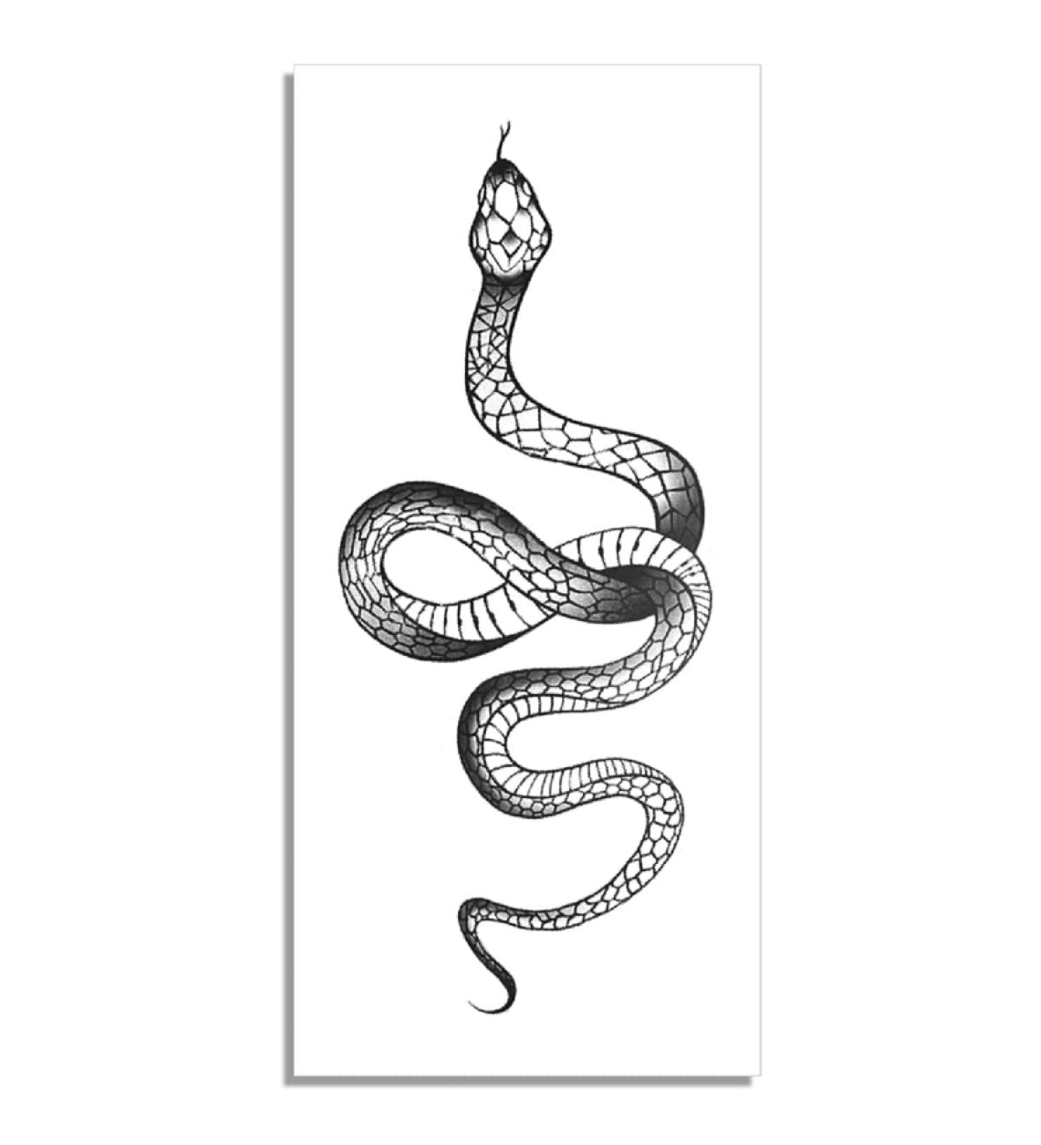 Realistic Big Size Black Snake Temporary Tattoo Stickers - Waterproof Fake Tattoo for Men & Women - Body & Arm Fashion Accessory - Buy Online on GoSupps.com