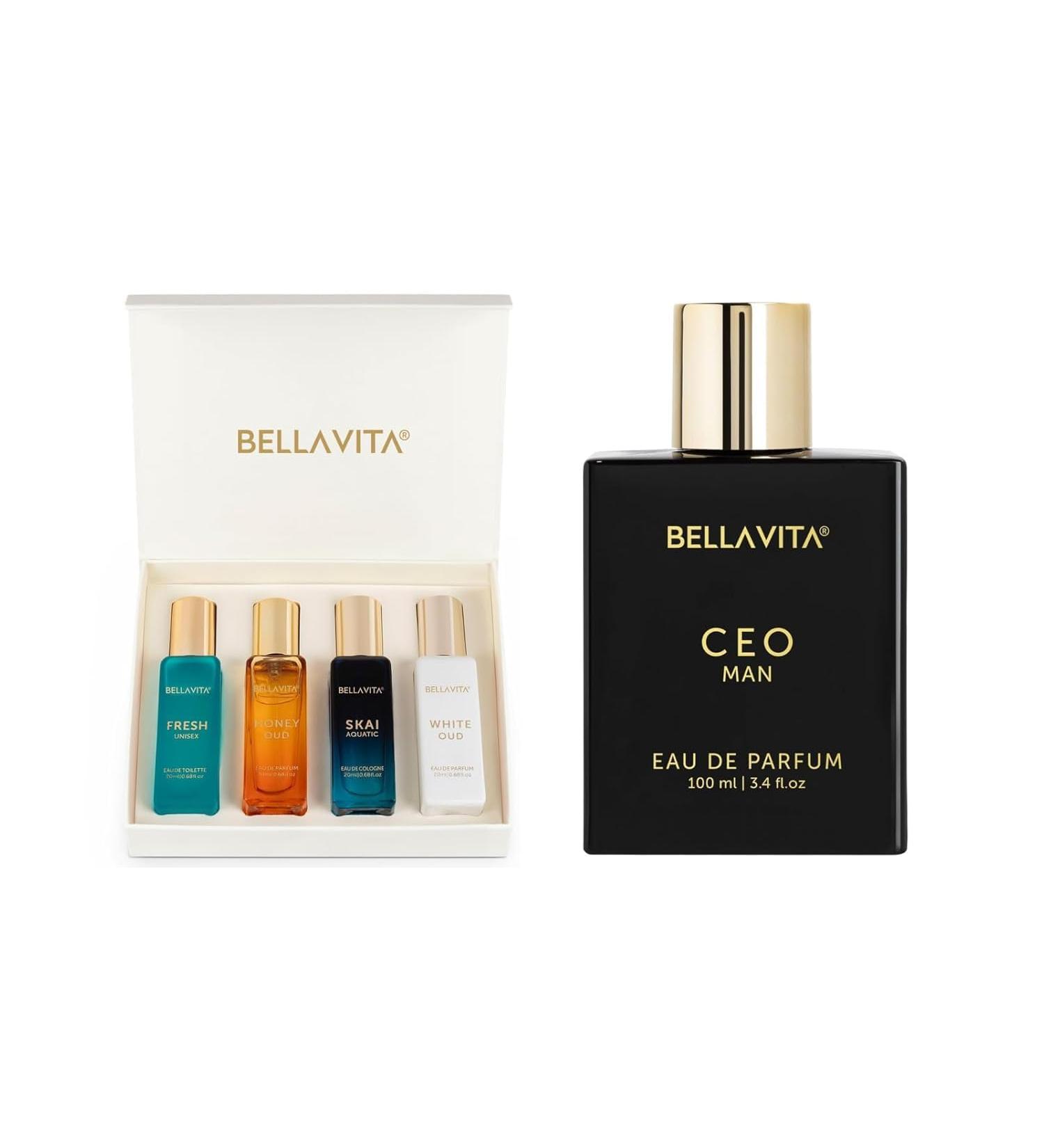 Bellavita CEO Man Eau de Parfum for Men 3.4 fl oz with 4 Travel Perfumes Set - Buy Online on GoSupps.com