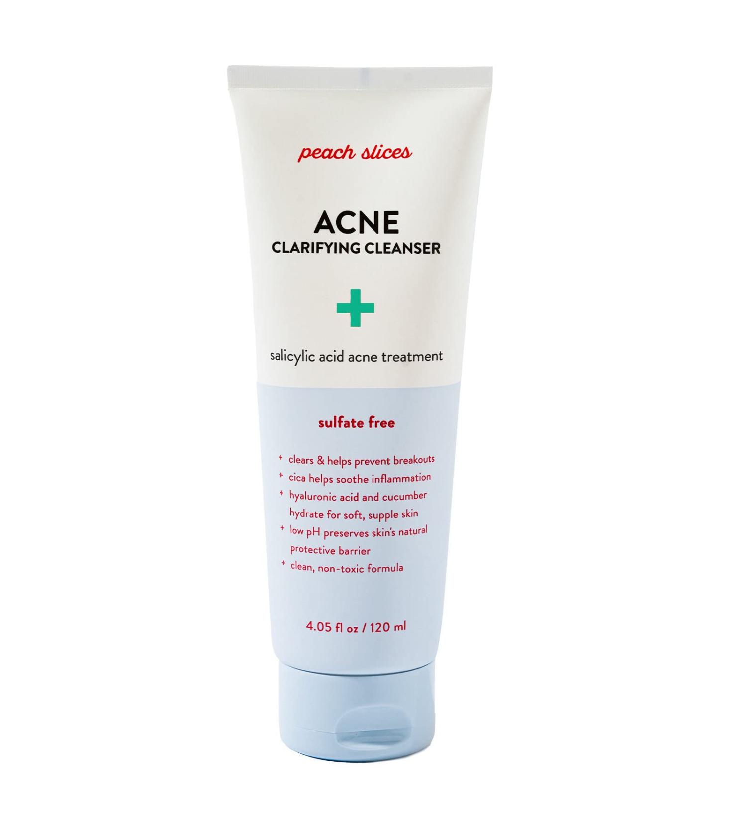 Peach Slices Acne Clarifying Cleanser - 2% Salicylic Acid - Hyaluronic Acid - Sulfate-Free - Vegan/Cruelty-Free - 4 oz - Buy Online on GoSupps.com