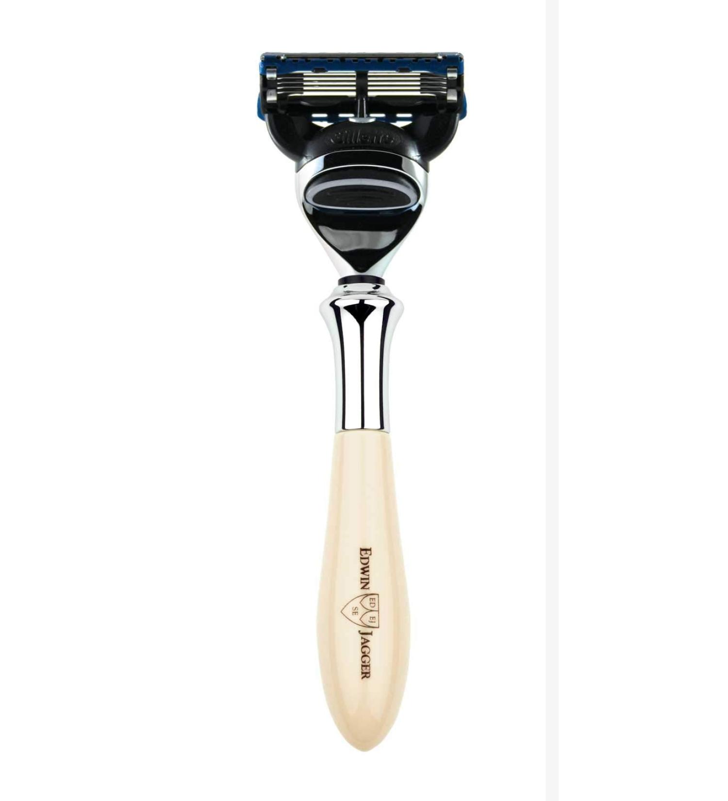 Edwin Jagger Plaza Shaving Handle for Gillette Fusion - Imitation Ivory | Premium Shaving Accessories - Buy Online on GoSupps.com
