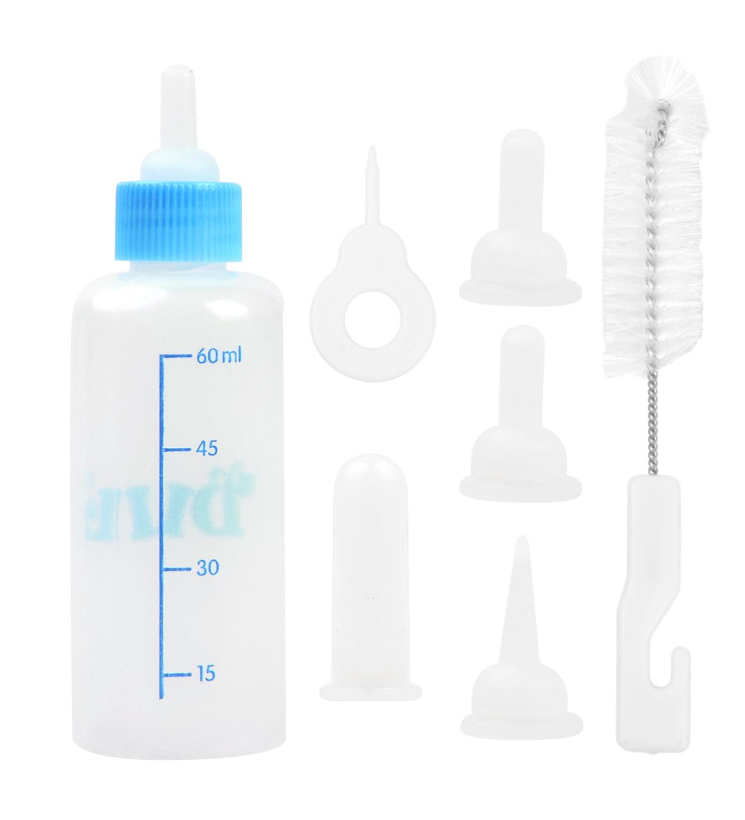 Breeding Bottle for Puppies & Kittens - 60ml & 150ml PET Milk Bottle Set with Silicone Mini Nipples - Ideal Feeding Tool for Small Pets (Blue) - Buy Online on GoSupps.com