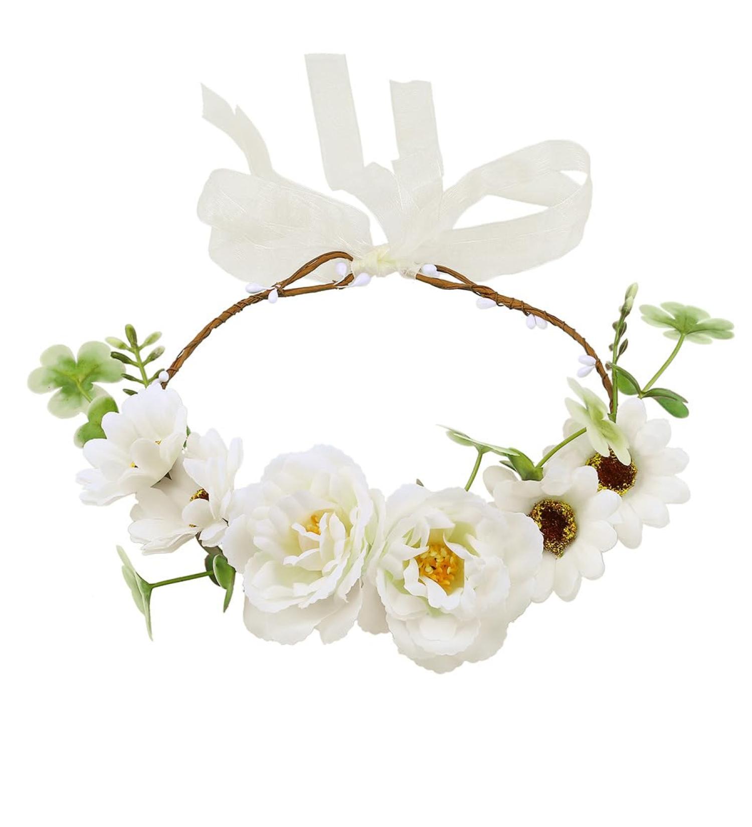 IYOU Wedding Flower Headband Wreath White Floral Crowns Garland Daisy Birthday Bride Bridesmaid Hair Accessories for Women and Girls - Buy Online on GoSupps.com