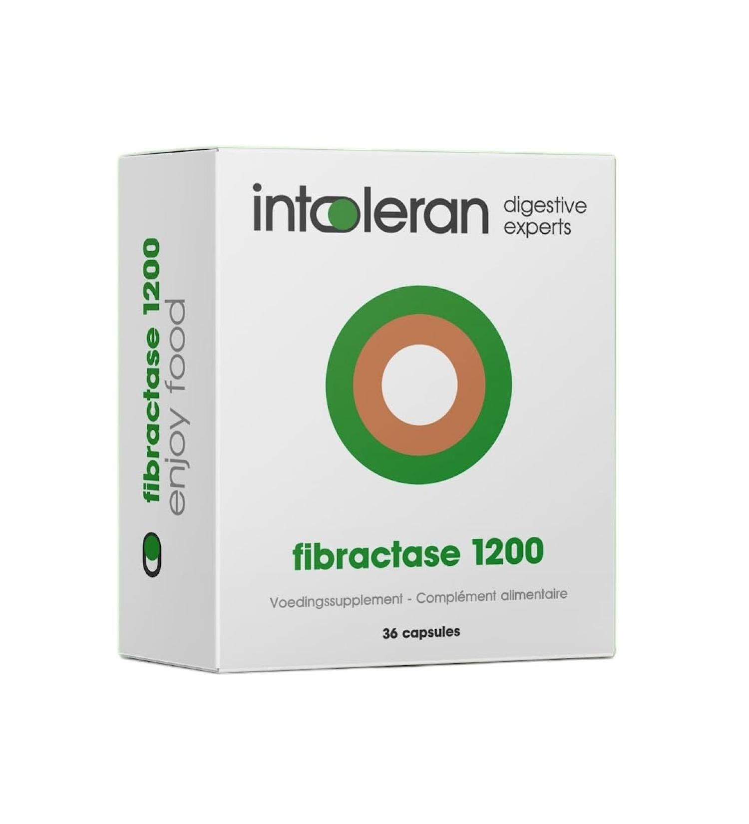 Intoleran Fibractase Forte Enzymes digestives - 36 g lules | Compl ment alimentaire pour l'intol rance au fructane et au galactane | Facilite la digestion des glucides des oignons des l gumineuses - Buy Online on GoSupps.com