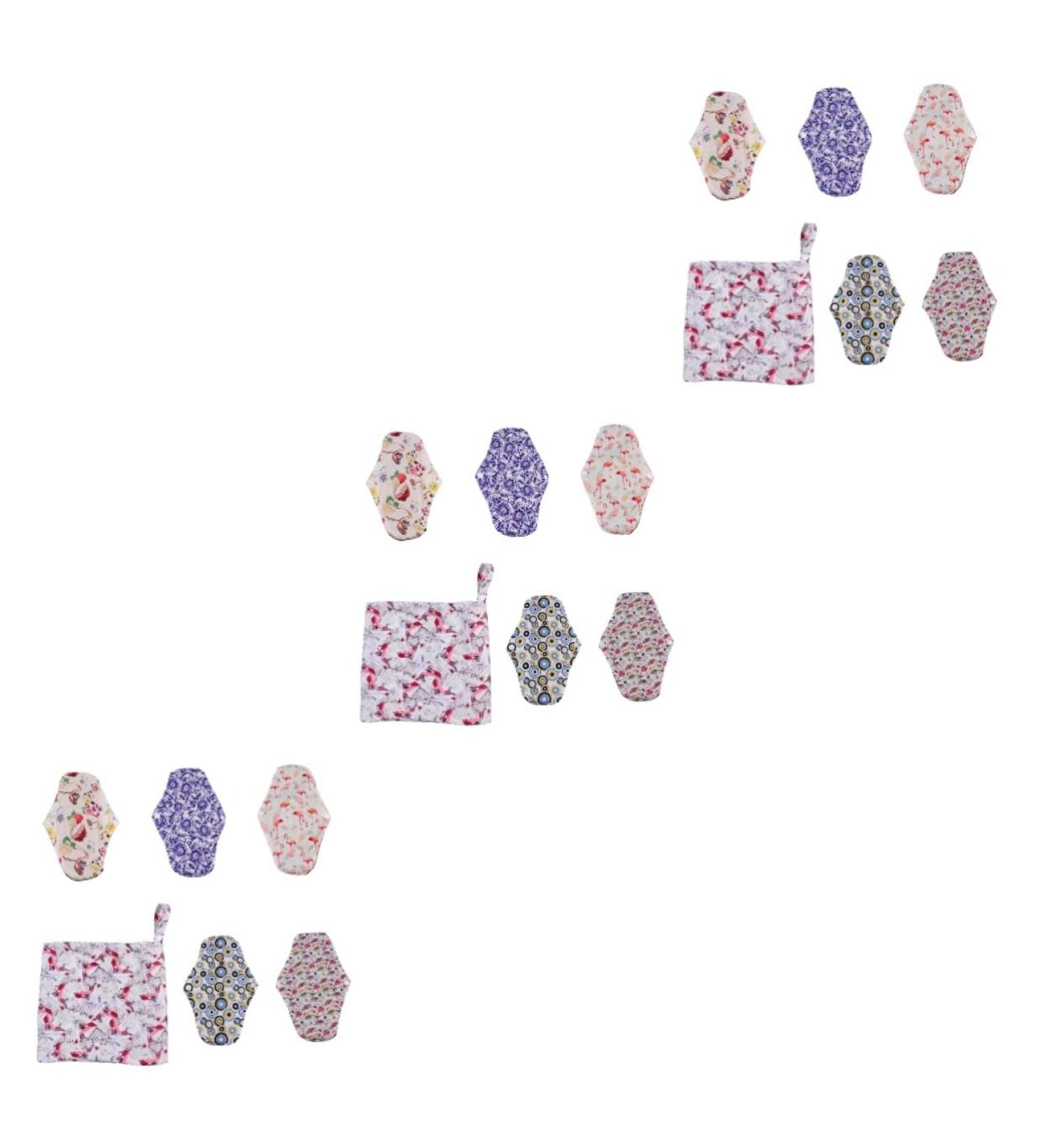 Organic Reusable Menstrual Pad Set - 15 pcs Women's Napkins Panty Liners | Washable and Natural Menstrual Liners - Random Colors | Eco-Friendly Nappy Pad for Women | Pack of 1 - Buy Online on GoSupps.com