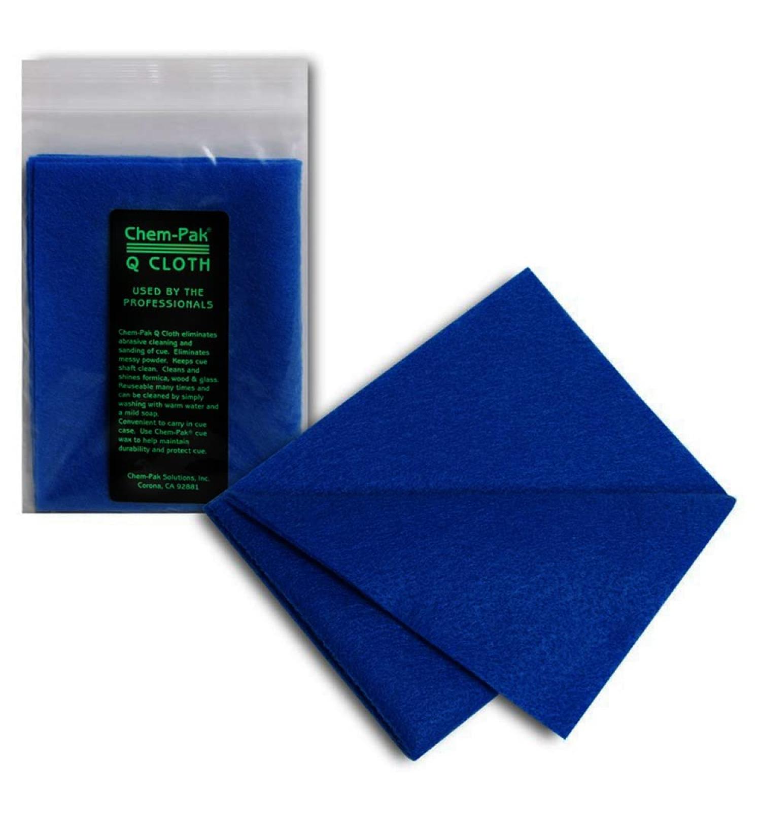 Chem-Pak Q Cloth: Pool Billiard Cue Shaft Cleaner - 12 x 9 Blue - Buy Online on GoSupps.com