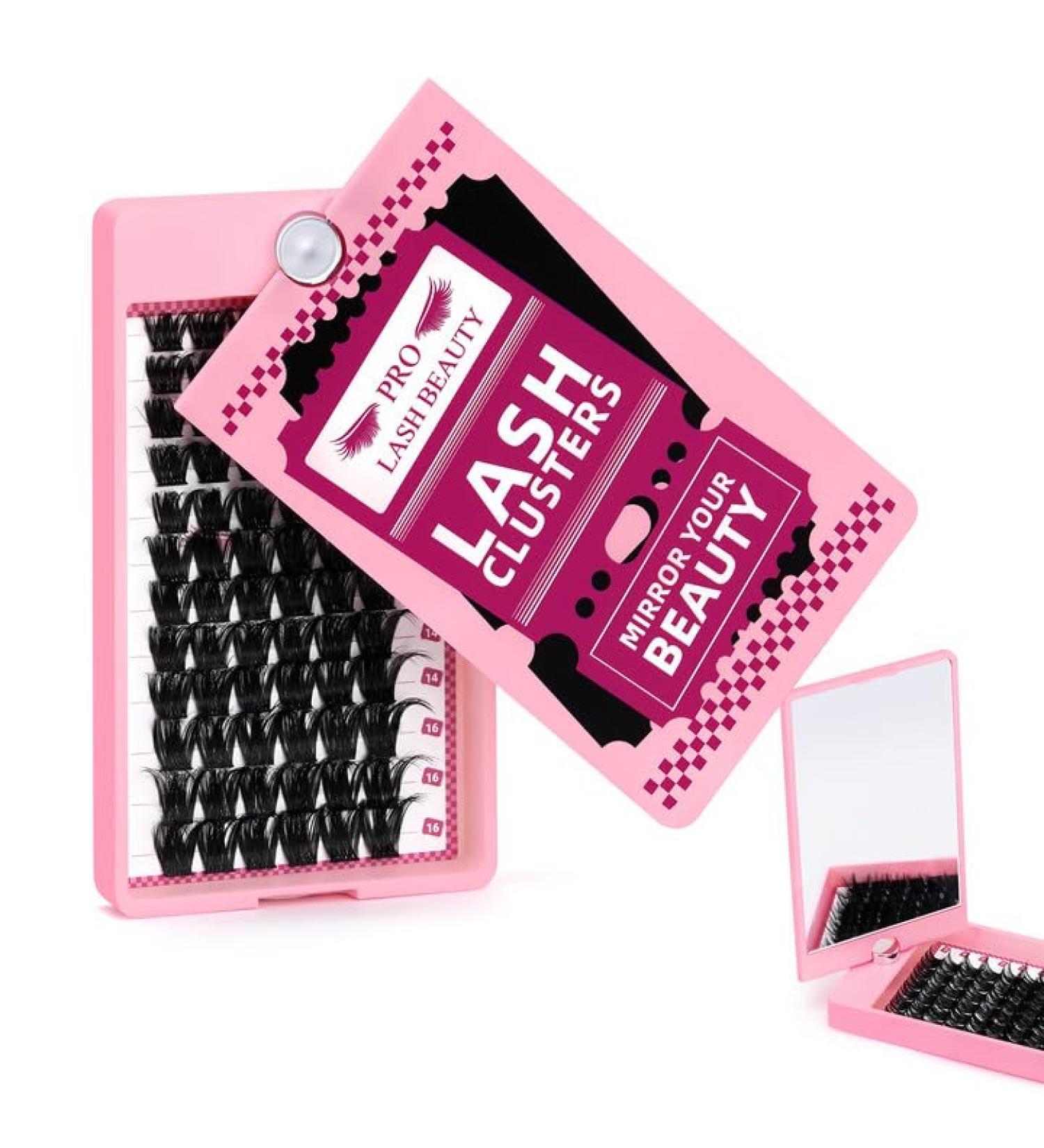 Pro Individual Eyelashes - 72 PCs Cluster Lashes with Rotating Mirror | DIY Eyelash Extensions | Into You-01 D-10-16 Mix - Buy Online on GoSupps.com