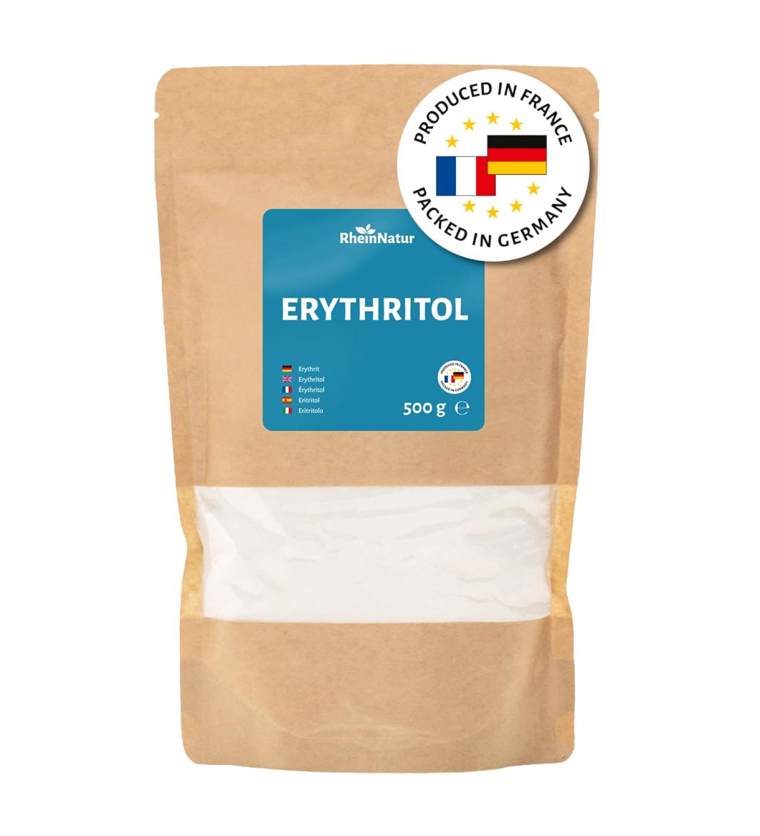 Rheinnatur Erythrit 500g - Calorie-Free Sugar Substitute 70% Sweetness Vegan & Gluten-Free Diabetic Friendly - Buy Online on GoSupps.com