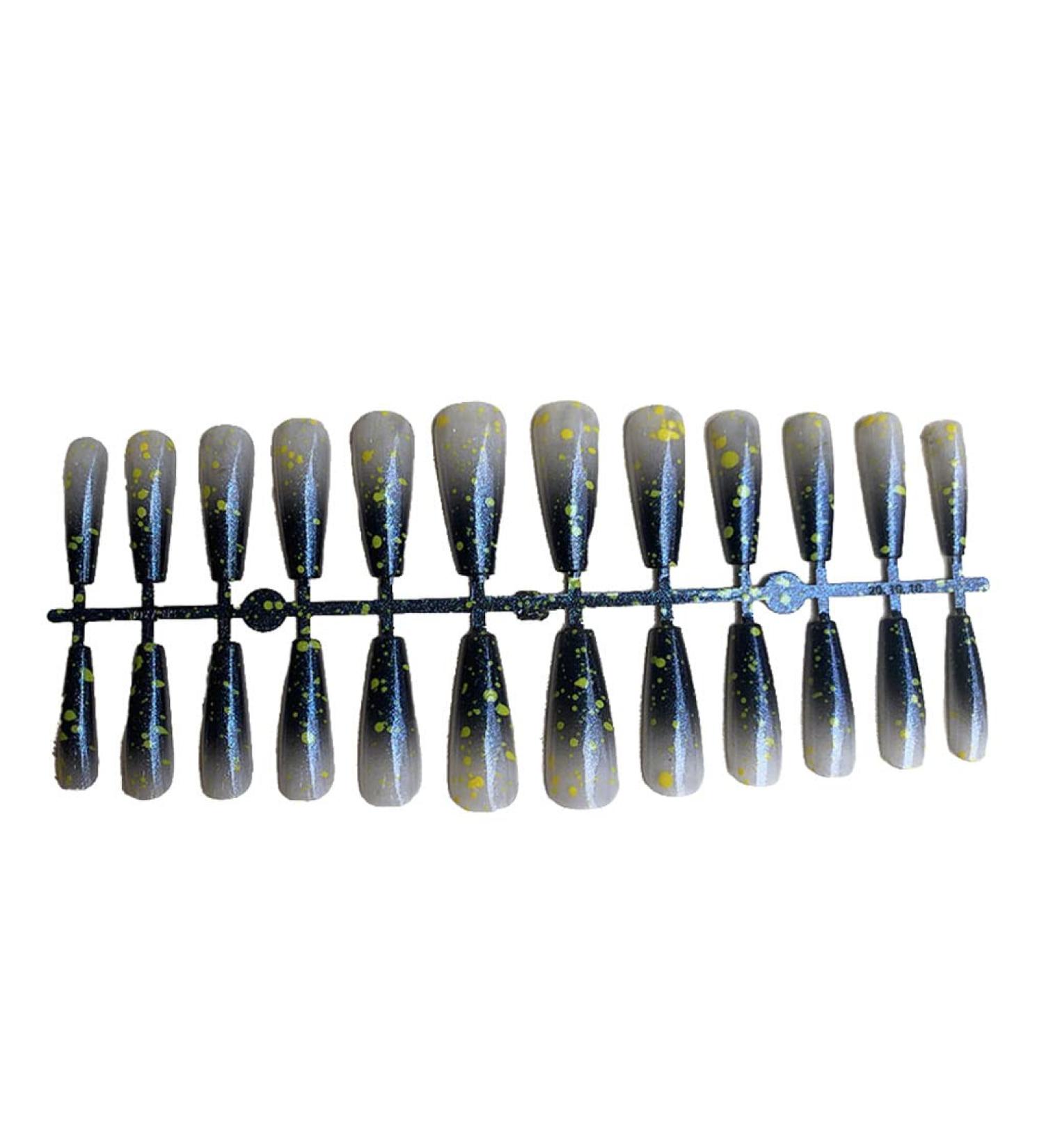dijiusidy 24 Pieces Nails T Shape Extra Long Full Wrap False Nail Tips Women Decor Fingernail Supply Manicure Accessory gradient black05 - Buy Online on GoSupps.com