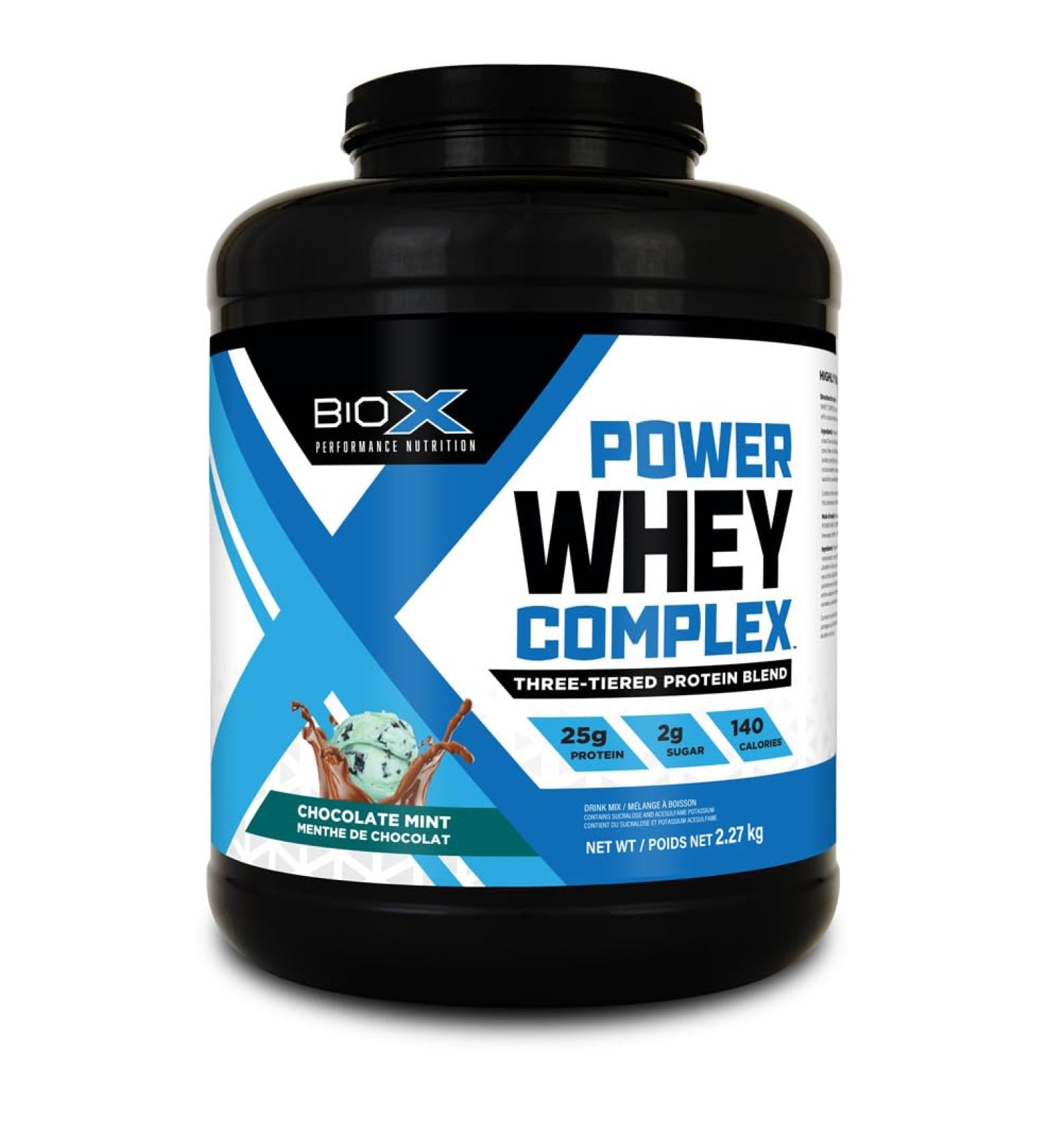 BioX Power Whey Complex | High Protein 100% Pure Whey Protein Powder | 25g Protein | Nitrogen-Rich Three Tiered Powder with Whey Concentrate Whey Isolate Hydrolyzed Whey (5LB Chocolate Mint) - Buy Online on GoSupps.com