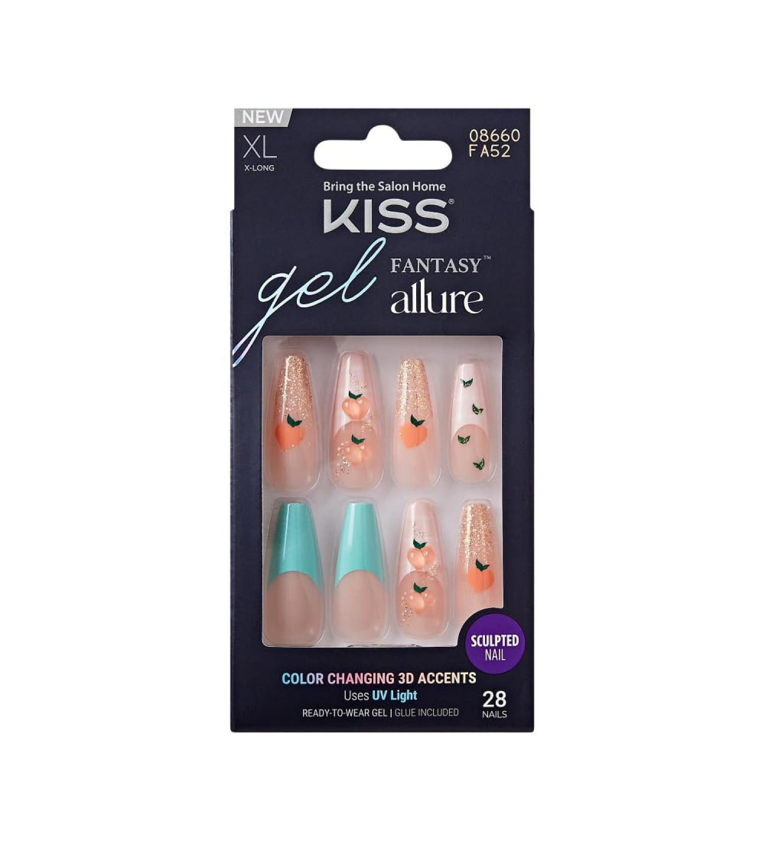 KISS False Nails Kit - X-Long Coffin Shape Gel Fantasy Nails | Color Changing Accent & Long-Lasting | Ready to Wear with Glue Included - Buy Online on GoSupps.com