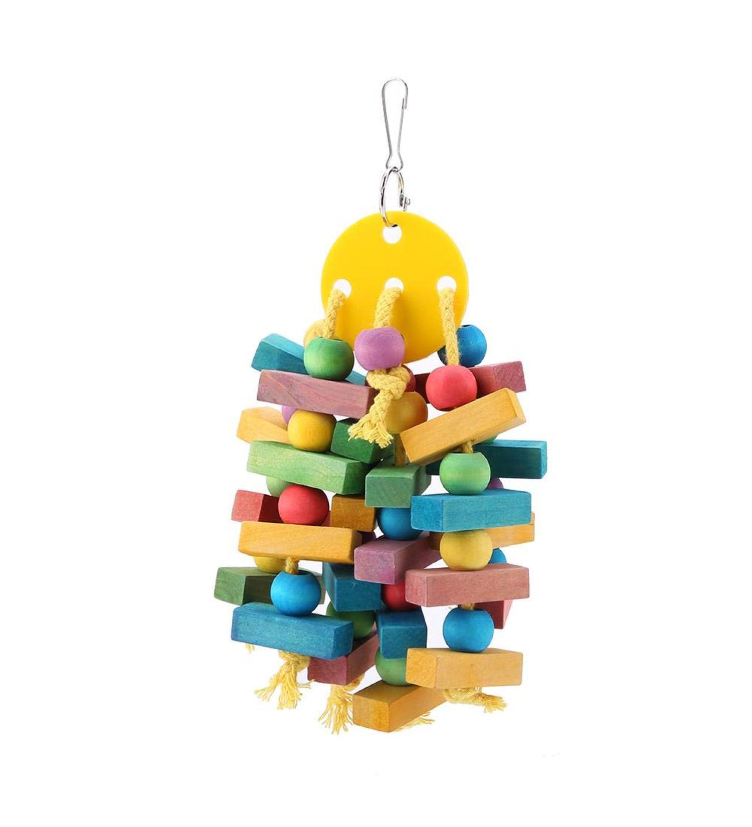 Colorful Vogel-Kachzeug: Hanging Wooden Pearl Toy for Parrots - Chewing Blocks & Swing for African Grey Amazon Cockatoo & Budgies - Buy Online on GoSupps.com