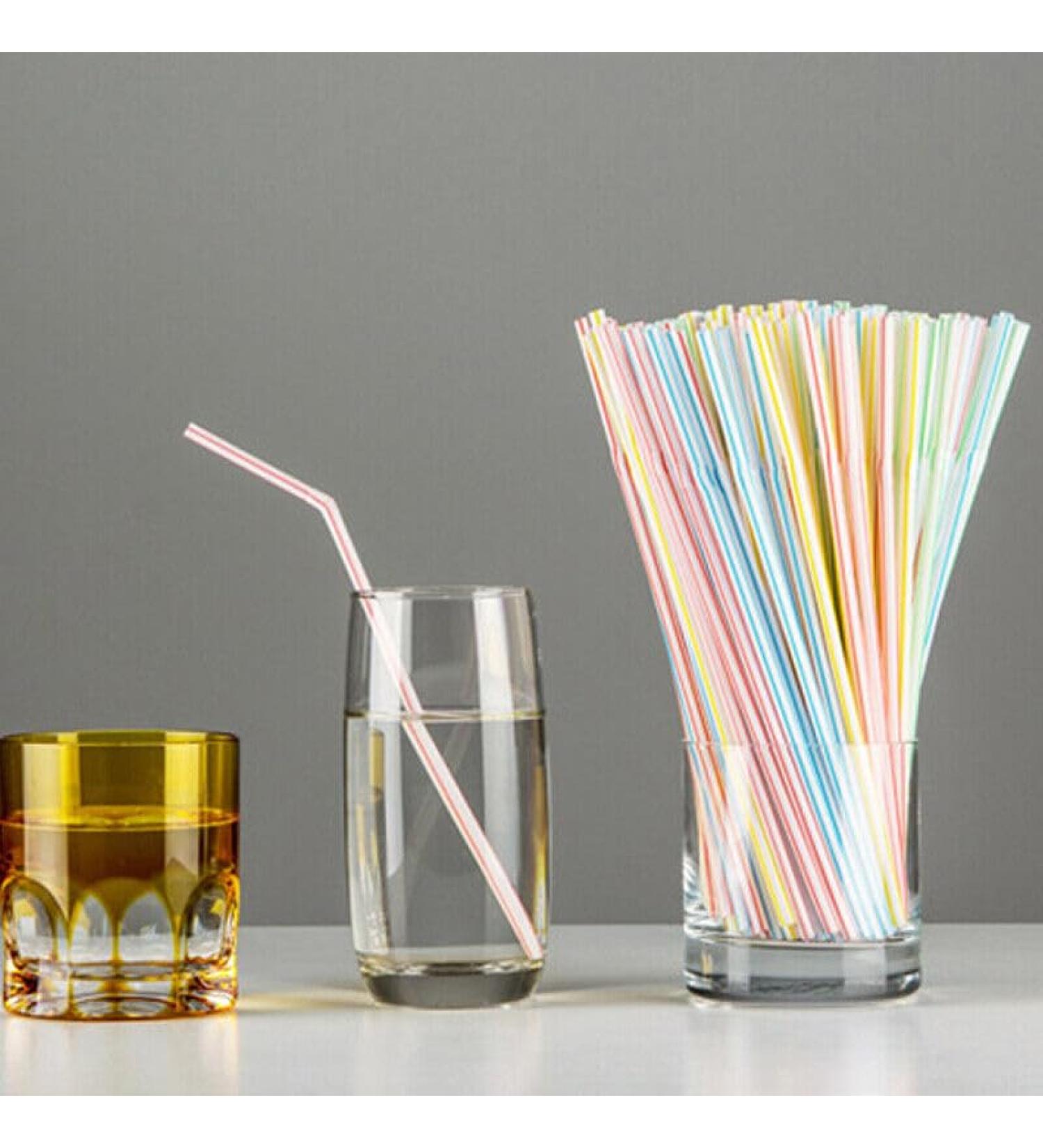 Straws 100 pcs Flexible Disposable Plastic Straws for Home Parties Bar Beverage Shops Home Straws for Kids and Adults