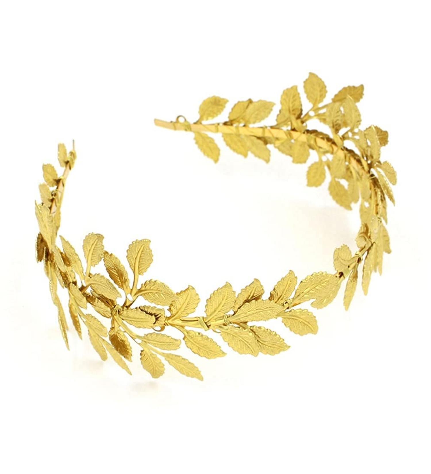 Golden Laurel Leaf Crown Tiara | Greek Roman Costume Accessory | Women's Headband Hair Comb | Bridal Wedding Headpiece - Buy Online on GoSupps.com