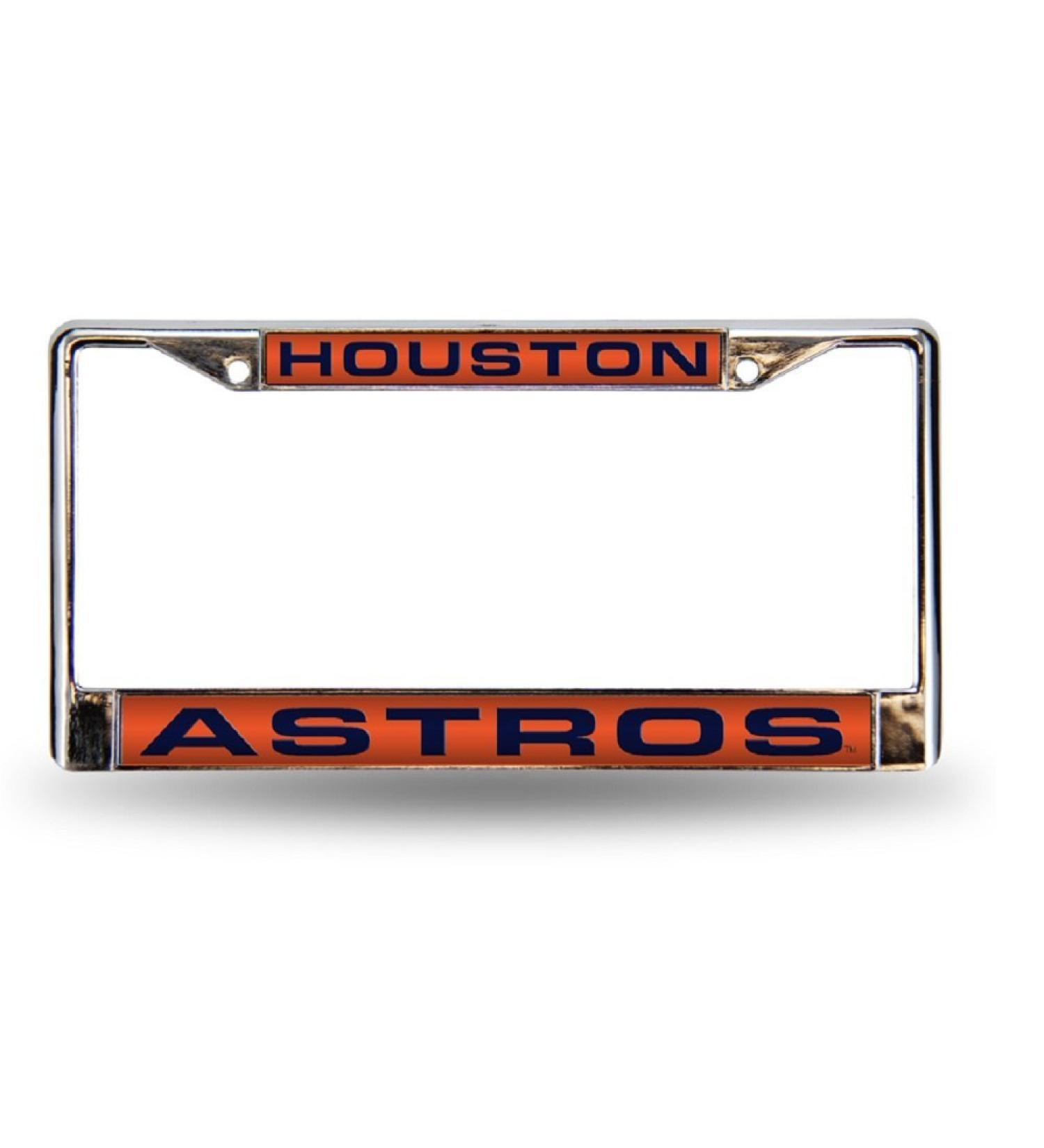 Rico Industries MLB Laser-Cut Chrome License Plate Frame Houston Astros