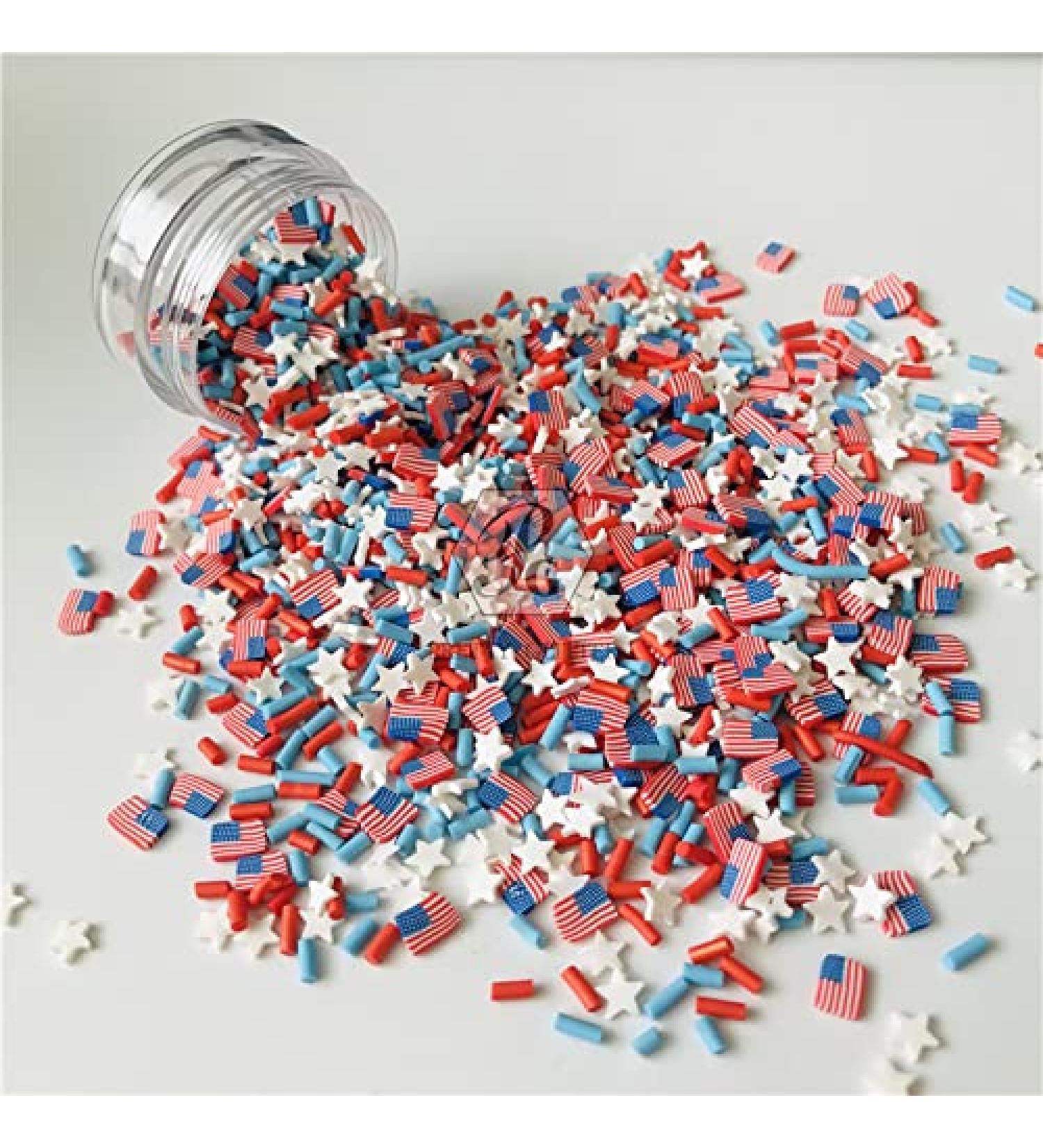 2oz Pack 3D American Flag Red Sugar Granules Polymer Clay DIY Decoration - Nail Art, Slime Kit, Cake Dessert - RT-USFlag - Buy Online on GoSupps.com