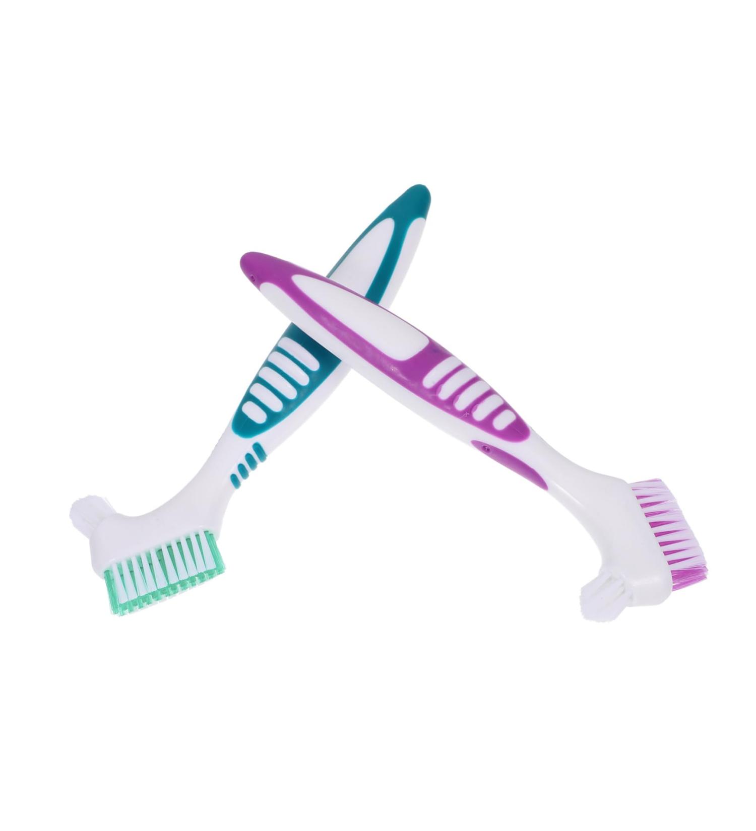 Collbath 2-Piece Prosthesis Cleaning Brush Set - Portable Double-Head Toothbrush for Effective Prosthesis Care - Buy Online on GoSupps.com