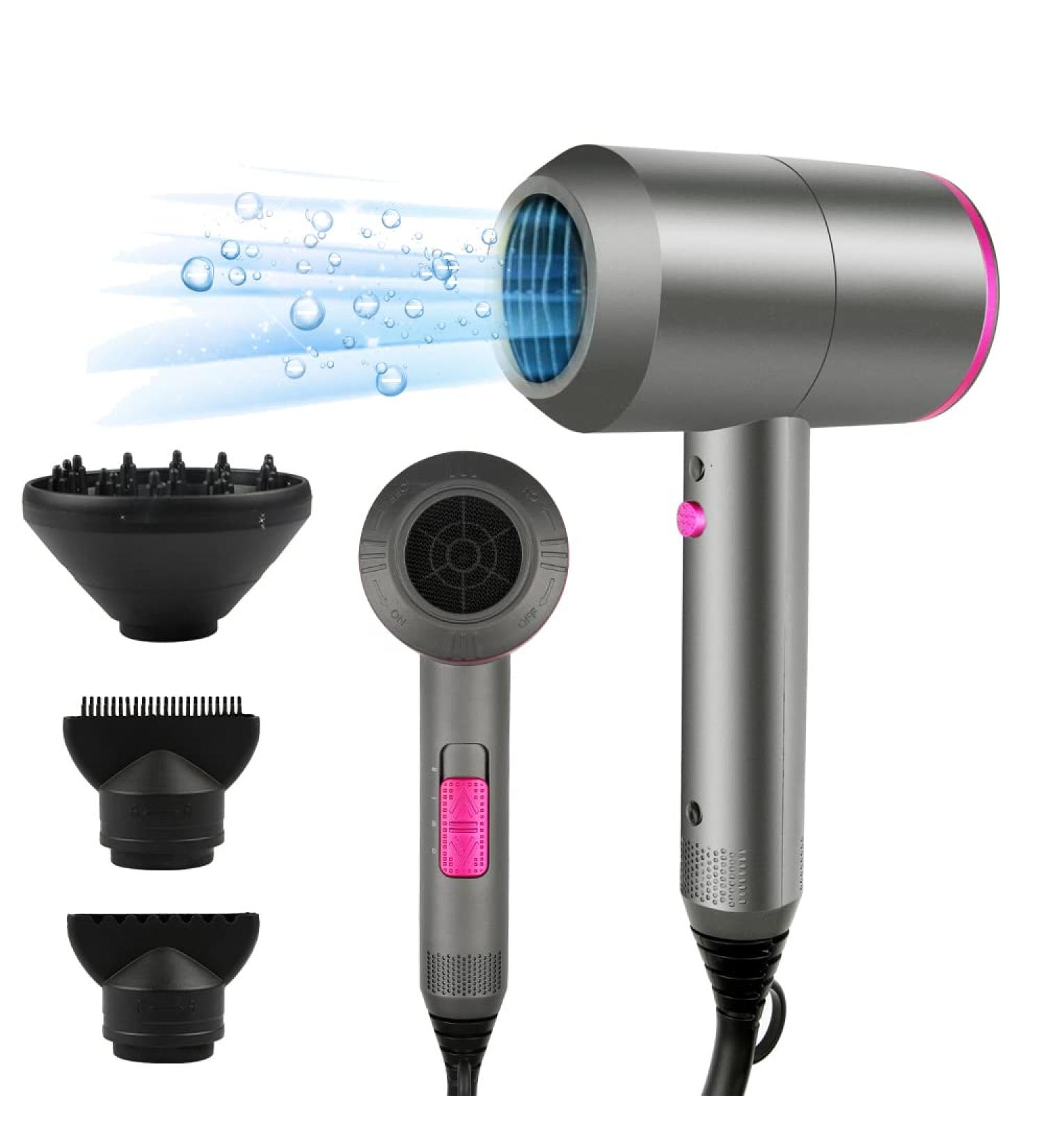 CASAMAA Professional Ionic Hair Dryer Hairdryer Powerful AC Motor Quick Drying with 2 Speed 3 Heat Setting Cool Shot Button with 1 Diffuser & 2 Concentrator for Women Man (Gray) Grey - Buy Online on GoSupps.com