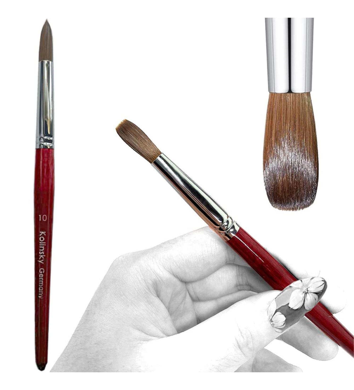 USIDAER Acrylic Nail Brush - 100% Pure Kolinsky Sable Hair, Red Wood Hand - Size 10 - Professional Gel Brush for Acrylic Application - Buy Online on GoSupps.com