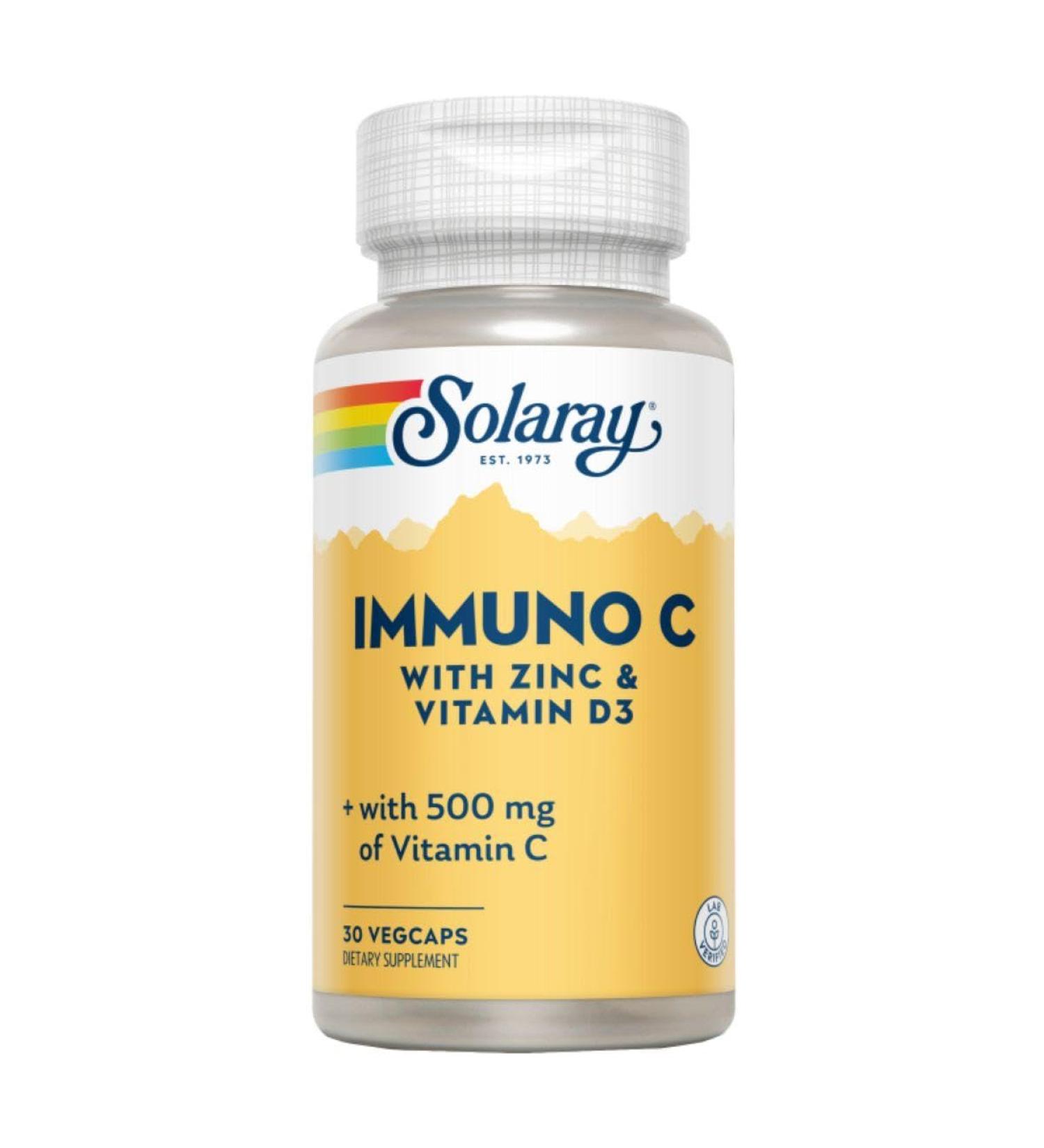 SOLARAY Solaray Immune C | with zinc and vitamin D3 | 30 VegCaps | Suitable for vegans and gluten-free