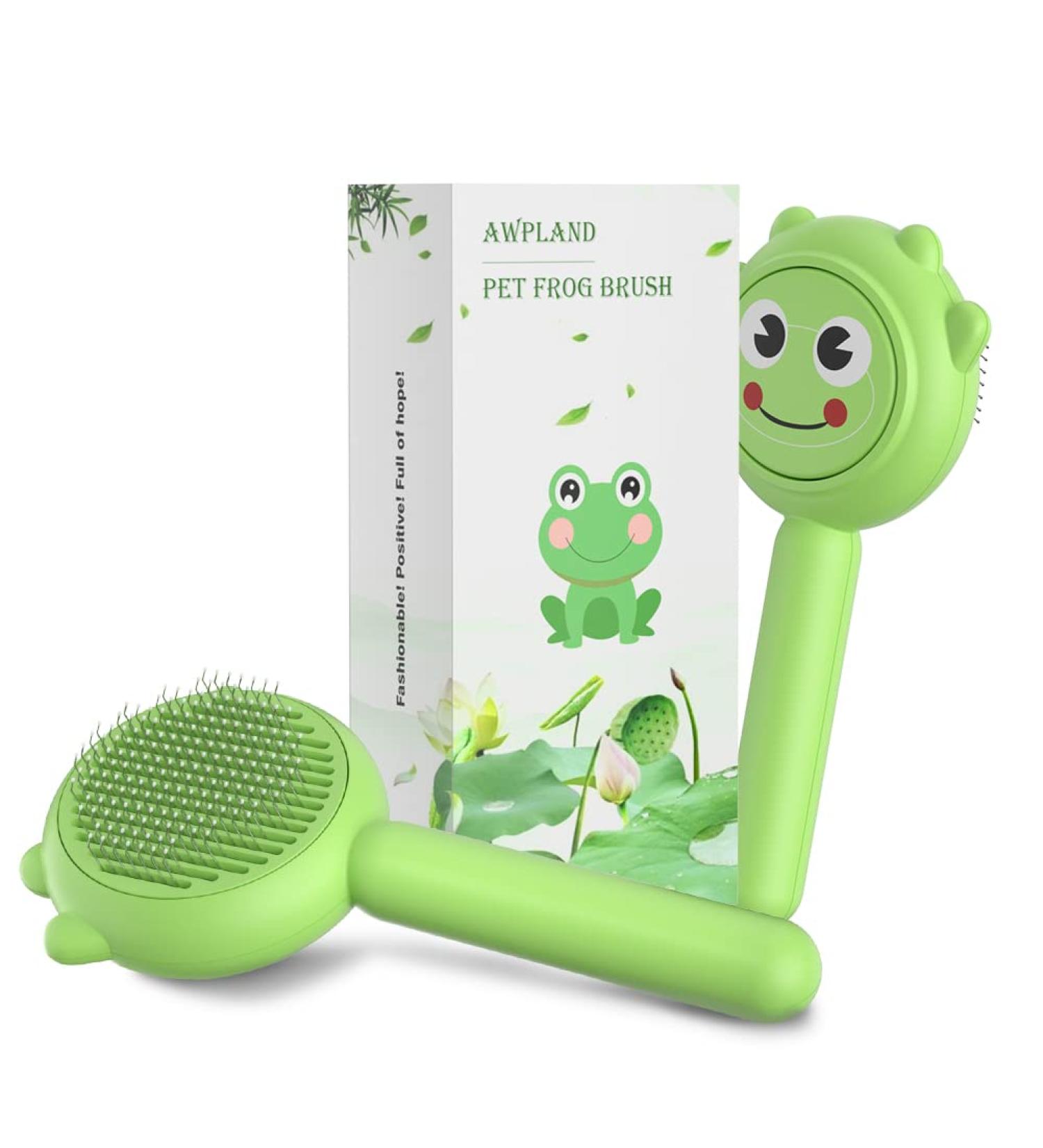 PET FROG Self Cleaning Slicker Brush for Dogs & Cats - Shedding & Grooming Tool, Removes Loose Undercoat, Mats & Tangled Hair - Long & Short Haired Pets - Buy Online on GoSupps.com