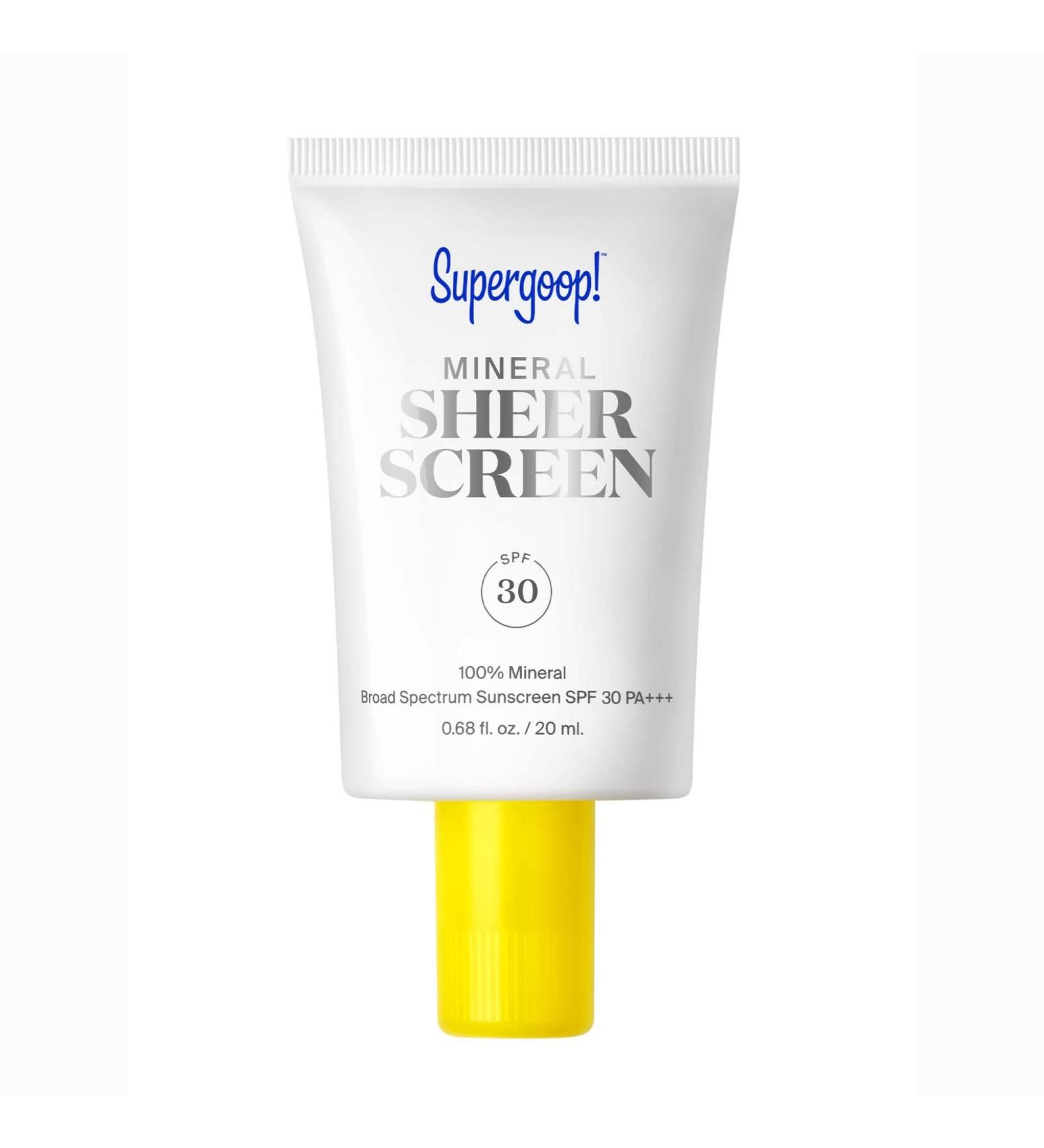 Supergoop! Mineral Sheerscreen SPF 30 PA+++ 0.68 fl oz - 100% Mineral Broad Spectrum Face Sunscreen with Blue Light Protection - Satin Finish for All Skin Types - Buy Online on GoSupps.com