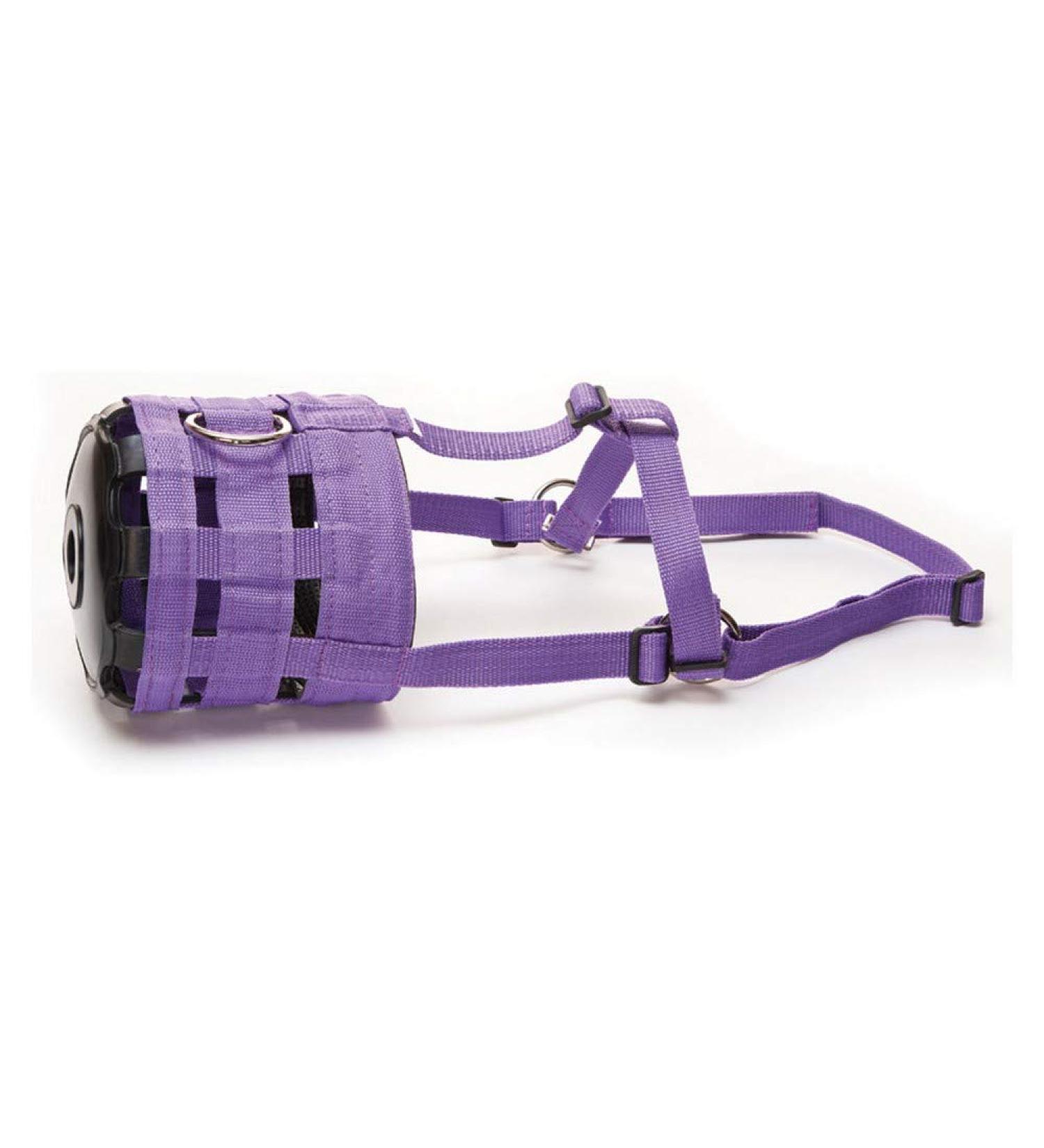 Y-H Hy Muzzle (Choose From Colours Purple Or Black and Sizes Xtra Small Pony Cob Full Or x Full) - Slows The Horses Grazing