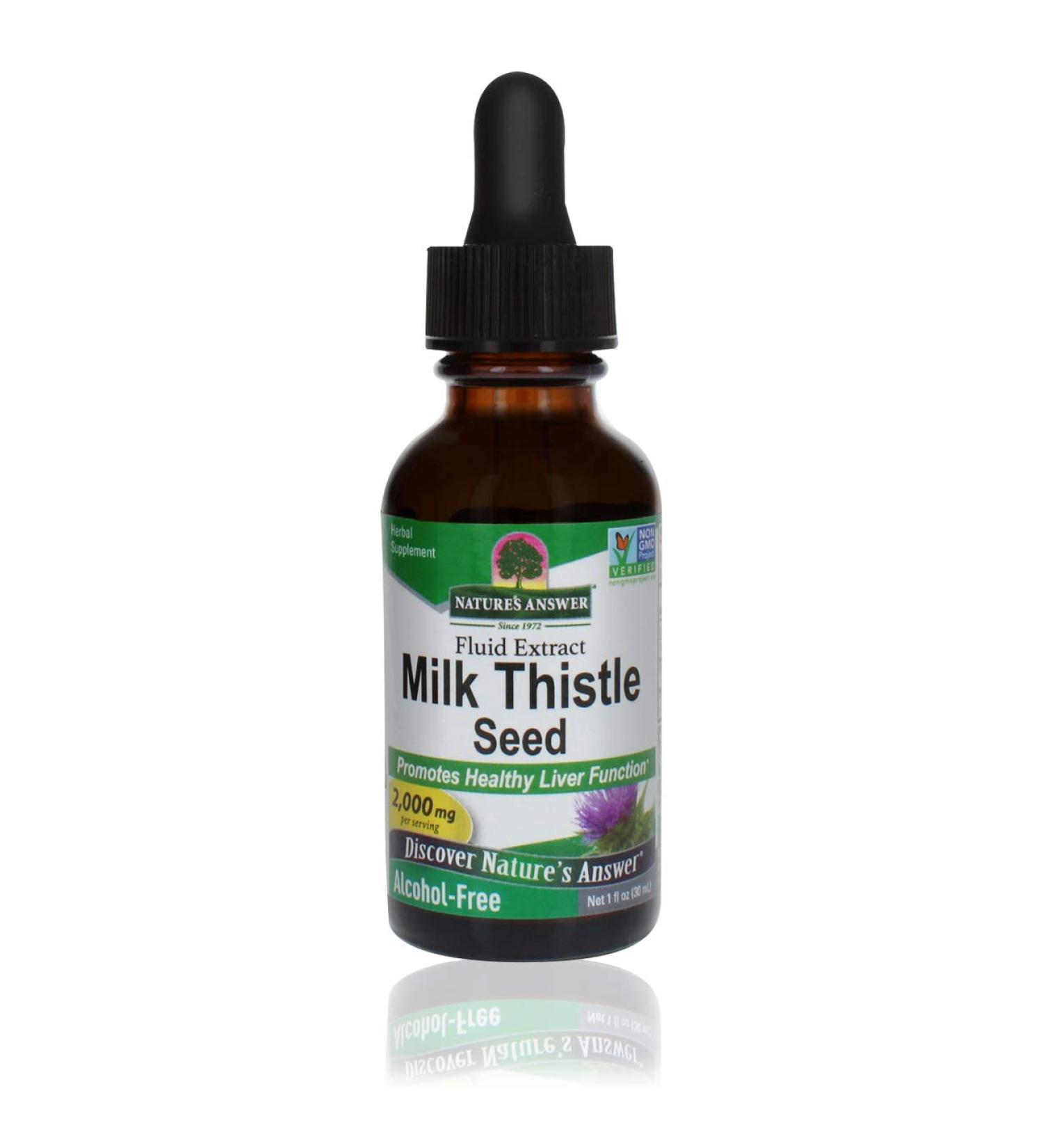Nature's Answer Milk Thistle 2000 mg Alcohol-Free - 1 fl oz | Herbal Liver Support - Buy Online on GoSupps.com