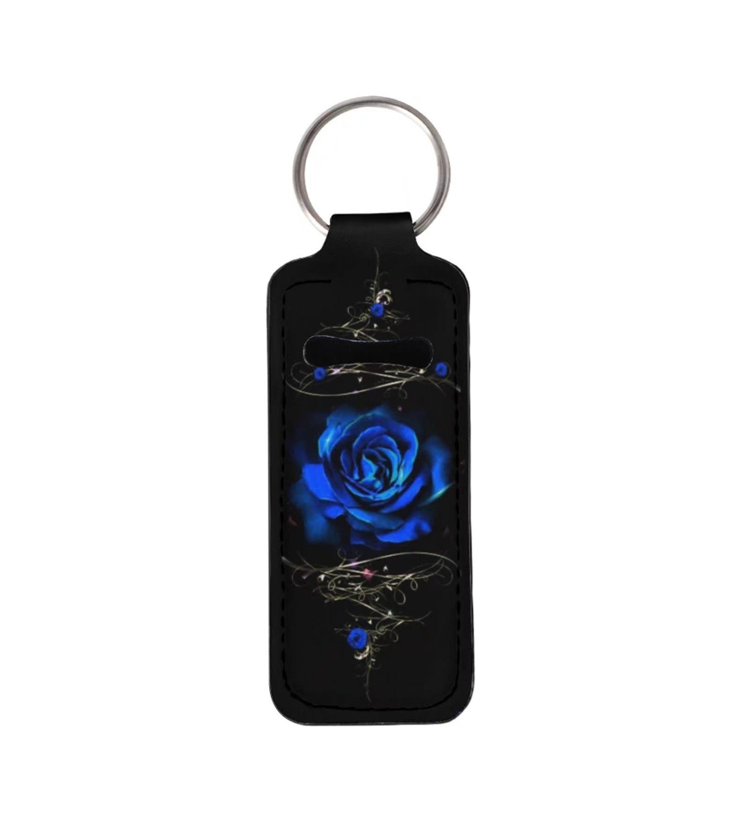 AFPANQZ Blue Rose Chapstick Keychain Holder - Portable Lipstick & Lip Balm Sleeve for Women | Bulk Lip Gloss Pouch - Buy Online on GoSupps.com