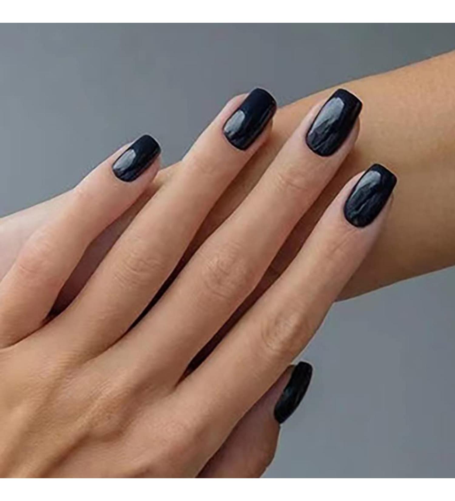 Brishow Short Press On Ballerina Nails - 24 Pure Color Acrylic False Nails for Women & Girls (Cyan) - International Shipping Available - Buy Online on GoSupps.com