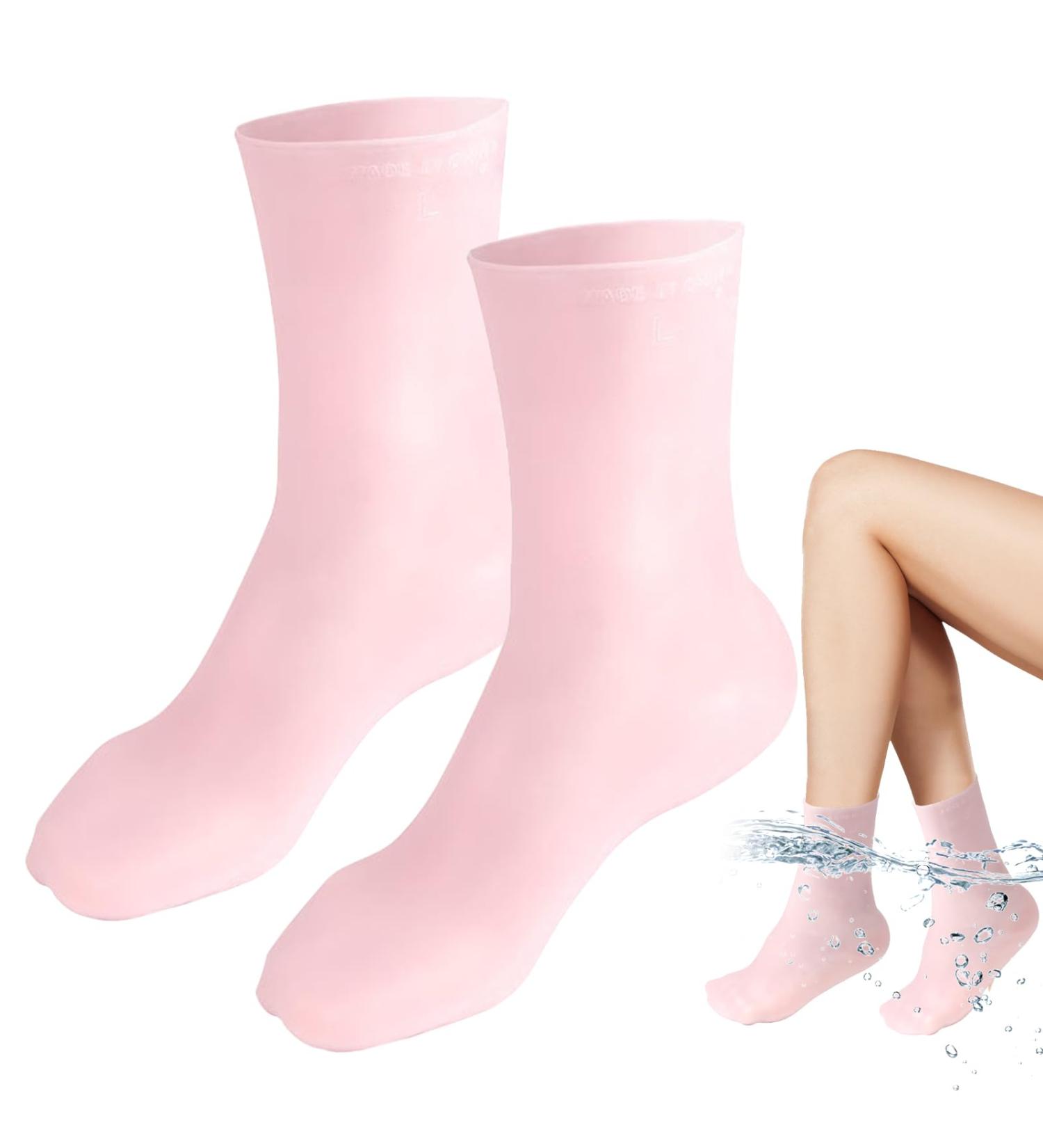 Silicone Moisturizing Socks Women Foot Spa Pedicure Silicone Socks Foot Mask Exfoliating Beach Protective Gel Socks Anti Slip Aloe Socks for Dry Cracked Feet Calluses Foot Care (Pink) - Buy Online on GoSupps.com