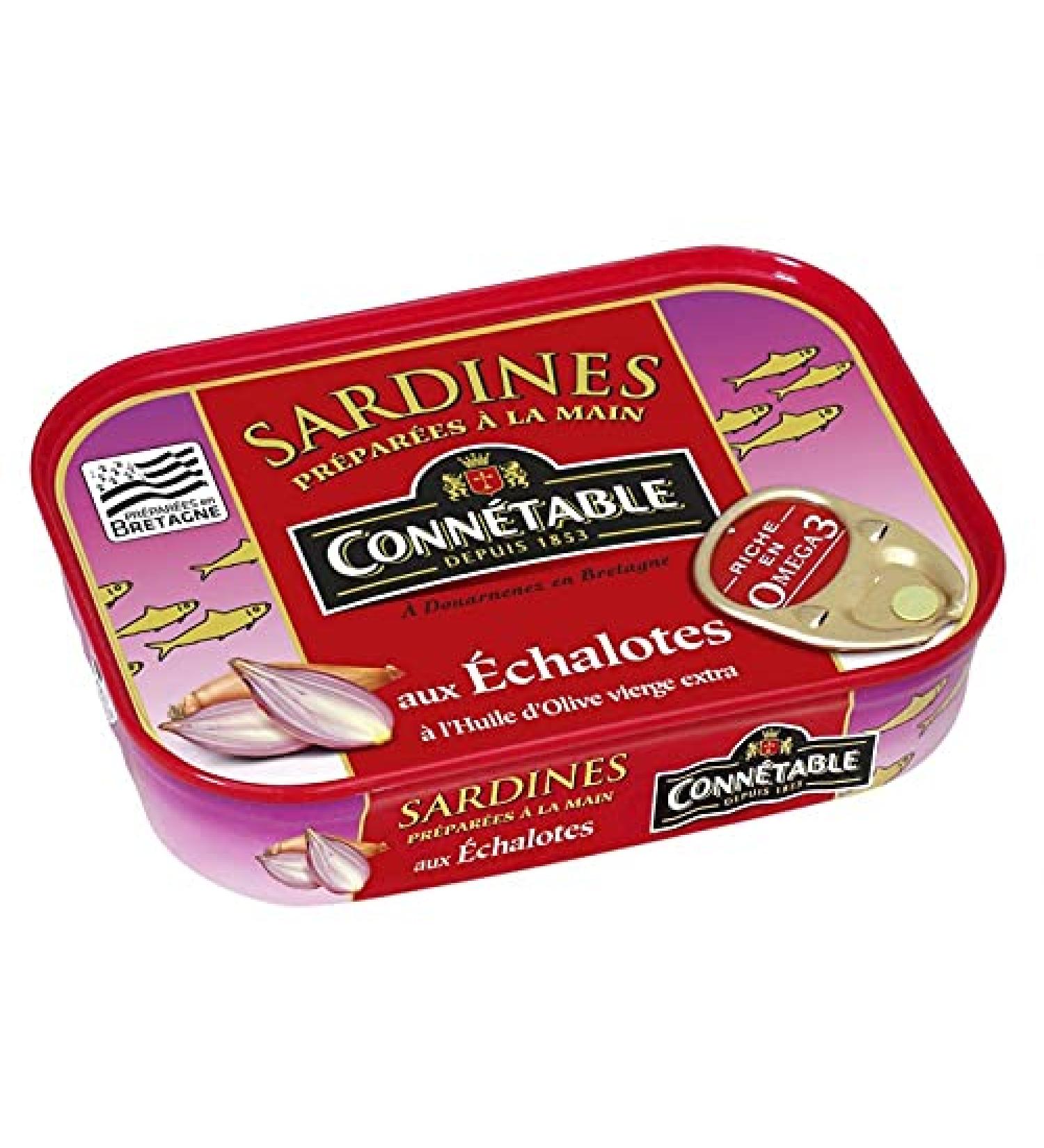 CONNETABLE - Sardines L'Huile D'Olive Et Aux chalotes De Bretagne 135G - Lot De 4 - Livraison Gratuite