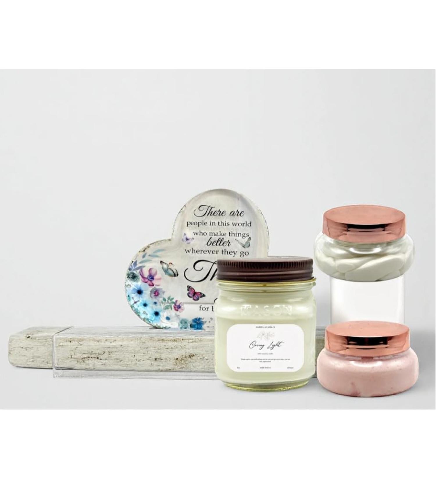 Caregiver Gift Basket for Women Spa Gift Set with Soy Candle Body Butter Body Scrub Thank You Plaque & Exfoliating Scrubber Relaxation Gift Box for Nurses CNAs Moms Friends - Buy Online on GoSupps.com
