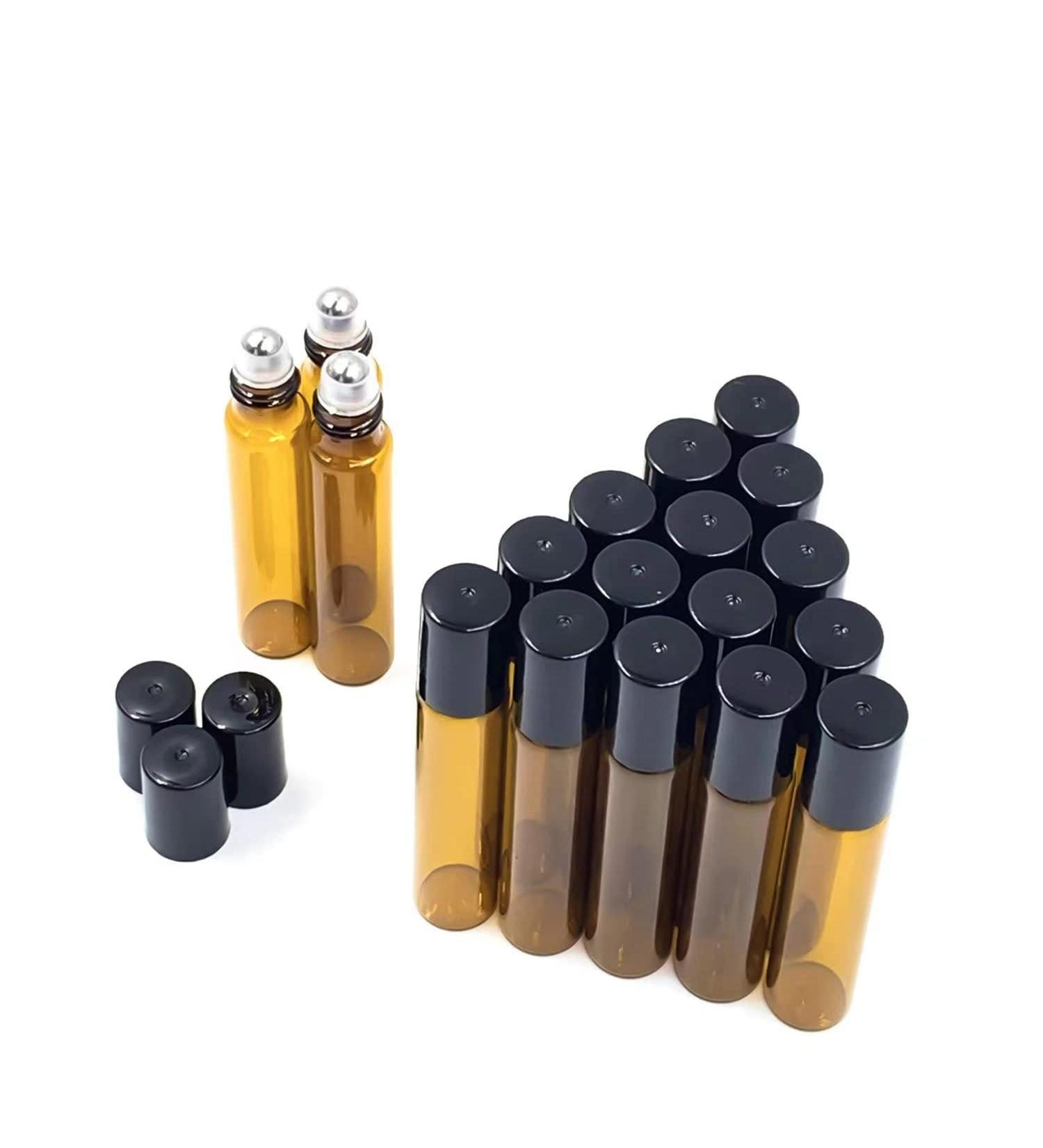 MerrQchang Pack of 24 Empty 10ml Glass Roller Bottles - Small Glass Roller Bottles with Stainless Steel Roller Balls for Essential Oils & Aromatherapy - Buy Online on GoSupps.com