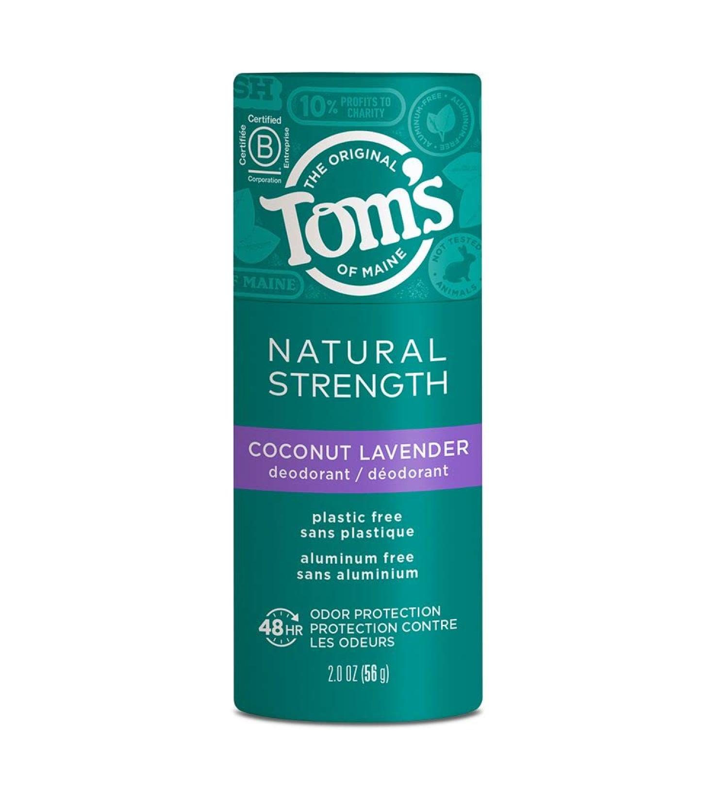 Tom's of Maine Coconut Lavender Deodorant | Plastic-Free & Aluminum-Free | 2 oz | Natural Strength | Packaging May Vary - Buy Online on GoSupps.com
