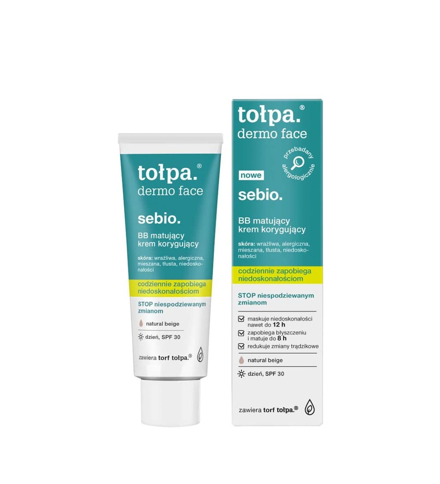 TOLPA DERMO SEBIO BB Cr me matante et correctrice jour beige naturel SPF 30 40 ml
