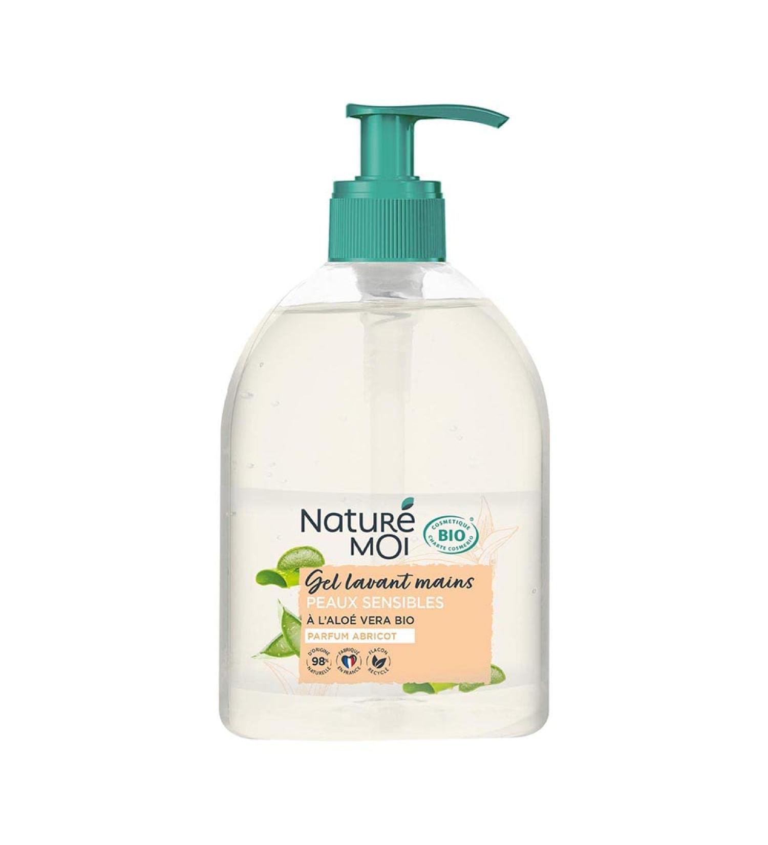 Natur Moi - Hand Wash Gel - Sensitive Skin - Liquid Hand Soap with Organic Aloe Vera - Apricot Fragrance - 98% Natural Origin - Certified Organic - 300ml - Made in France - Buy Online on GoSupps.com