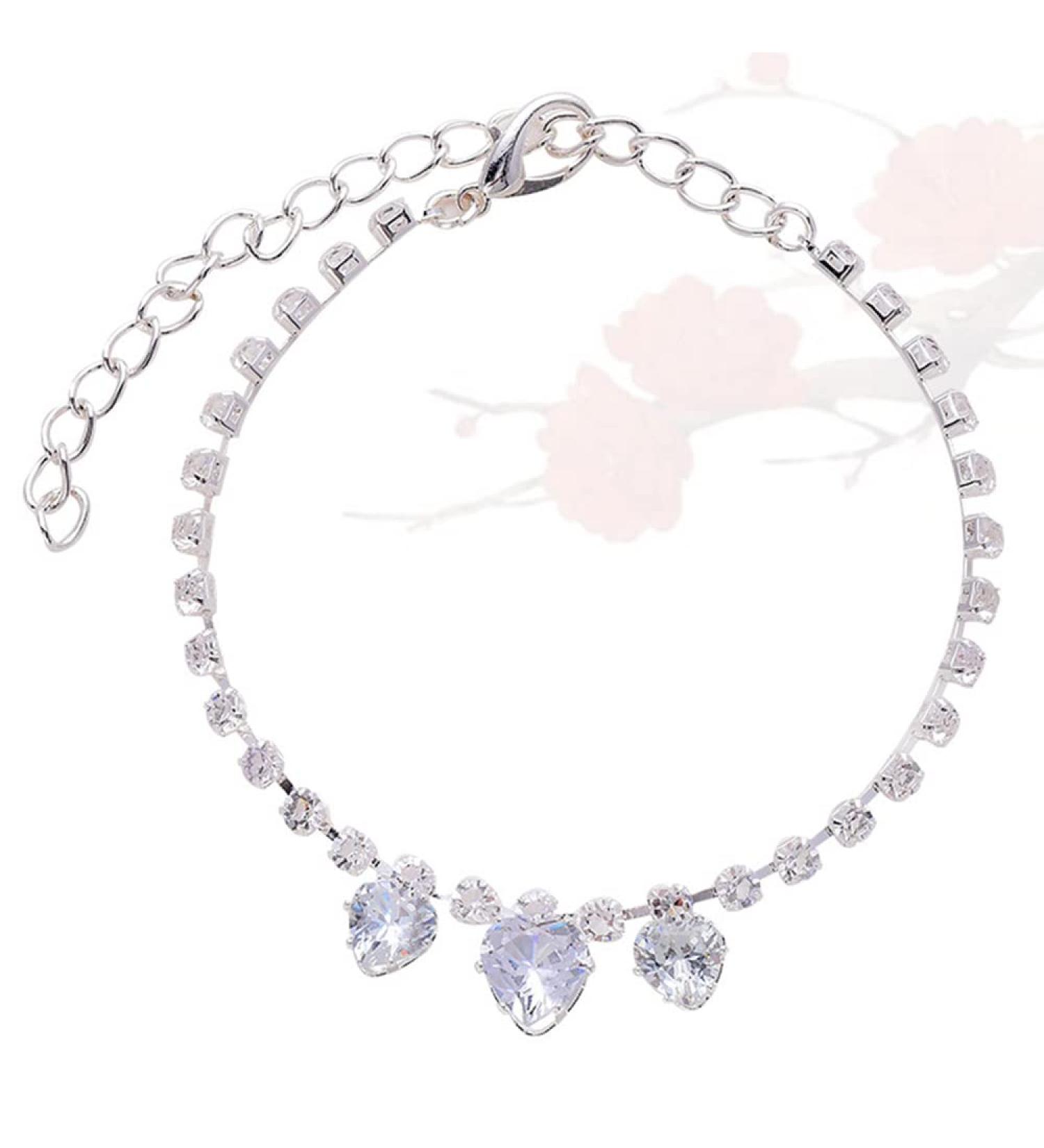 RayMinsino Pet Single Drainage Drill Cat Dog Collar Jewelry Pet Collar Adjustable Girl Boy Heart Jewelry Pendant Jewelry Small Silver - Buy Online on GoSupps.com