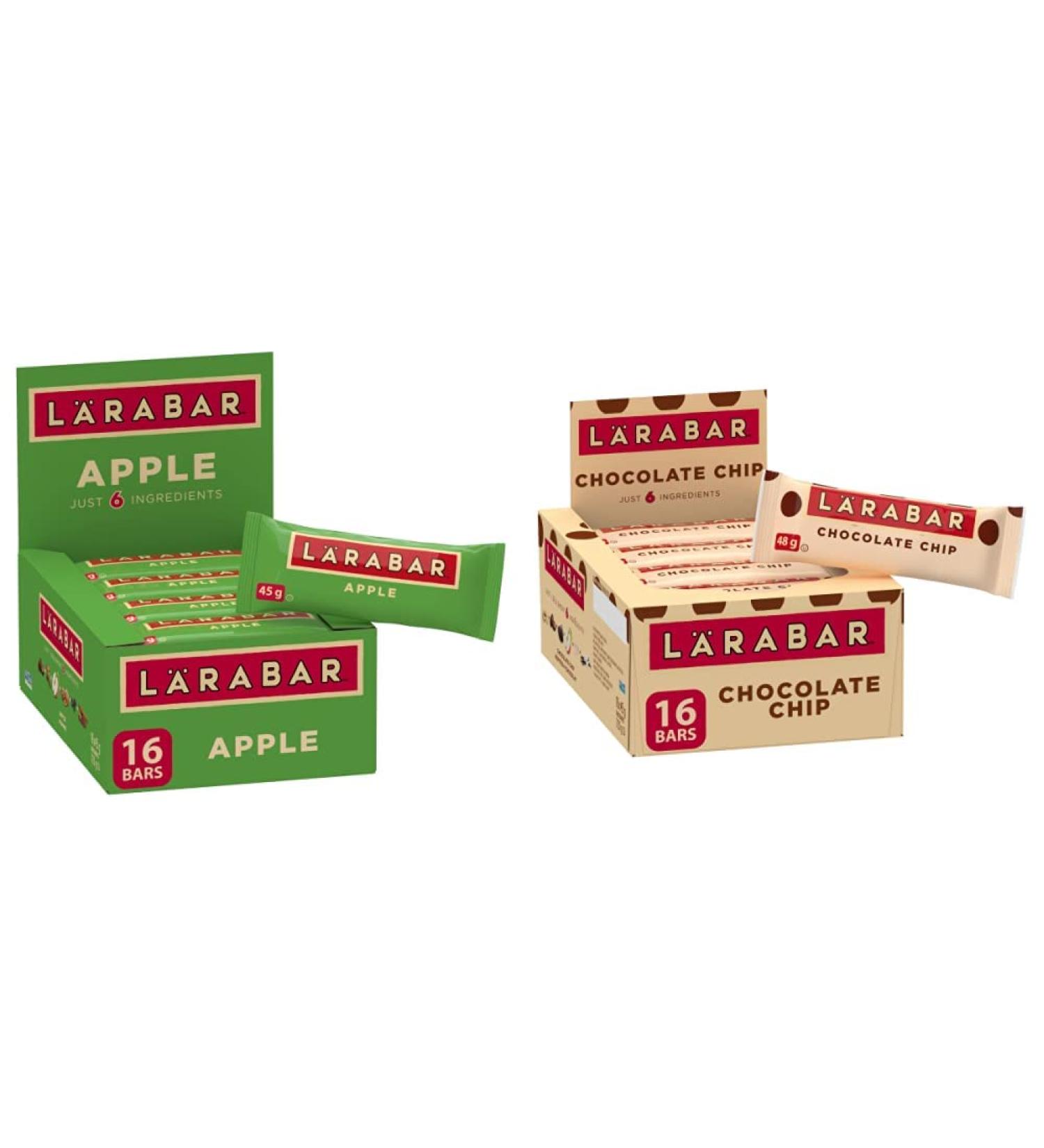 Larabar Gluten Free Apple Fruit and Nut Energy Bar 16-Count 720 Gram & Gluten Free Chocolate Chip Fruit and Nut Energy Bar 16-Count 720 Gram - Buy Online on GoSupps.com