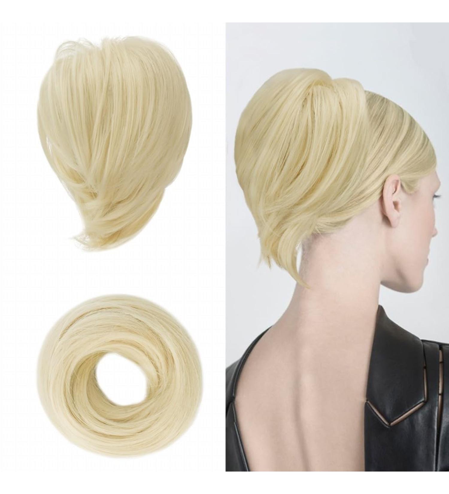 BARSDAR Platinum Blonde Hair Extensions - 20cm Synthetic Short Ponytail Scrunchy for Women | Stylish Hair Accessories - Buy Online on GoSupps.com