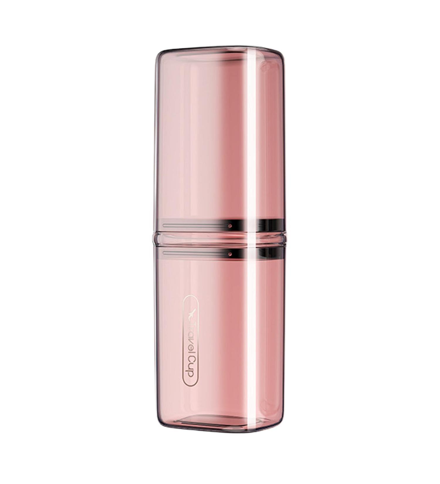 Qurygin Travel Toothbrush Mug Case | Toothbrush Organizer & Mouthwash Cup - Pink Toilet Storage for On-the-Go Excursions & School - Buy Online on GoSupps.com