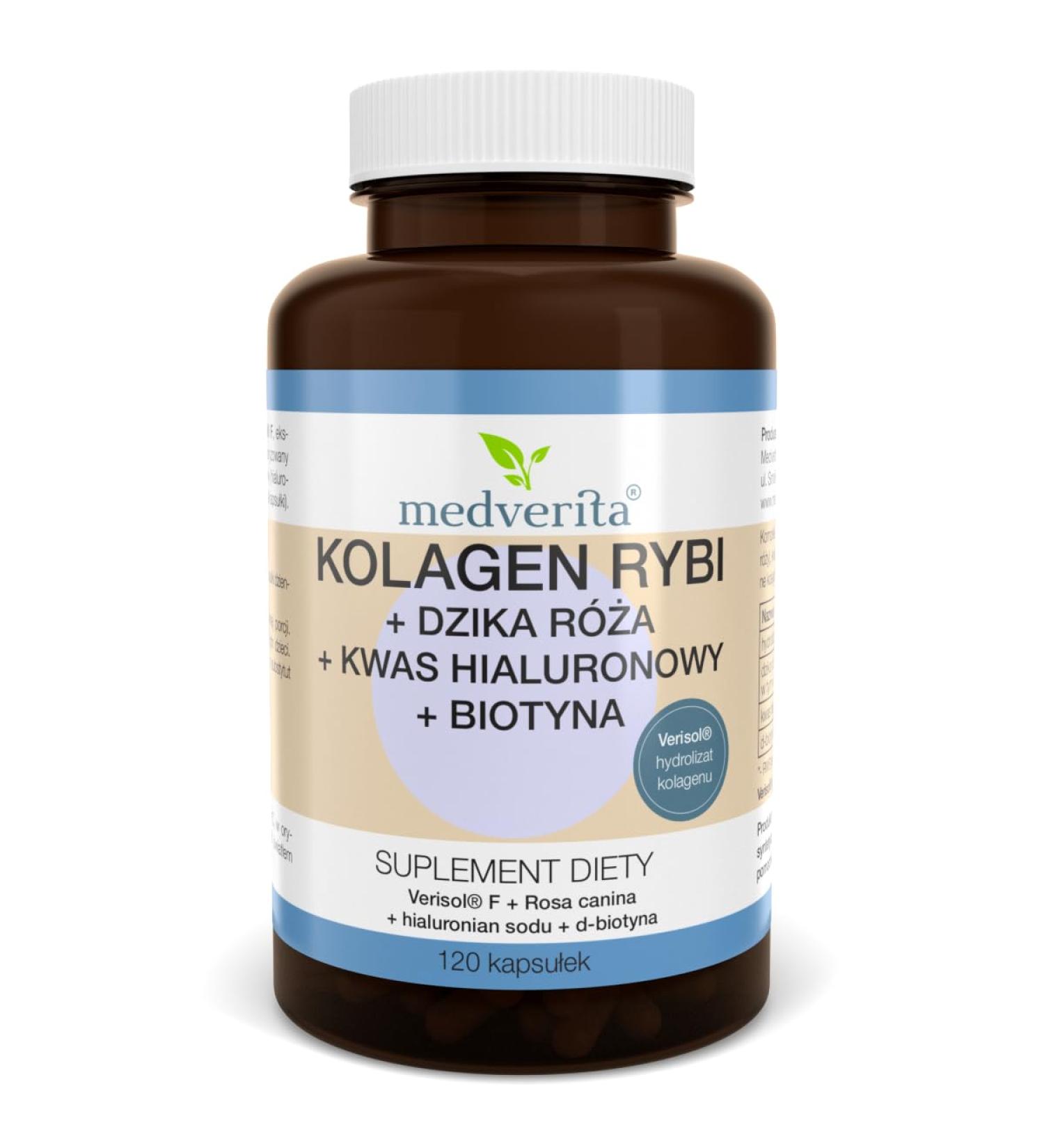 Medverita - Collag ne de poisson + Rose sauvage + Acide Hyaluronique + Biotine - Verisol F Hydrolysat de collag ne - Os - Articulations - Compl ment alimentaire aux extraits v g taux - 120 g lules