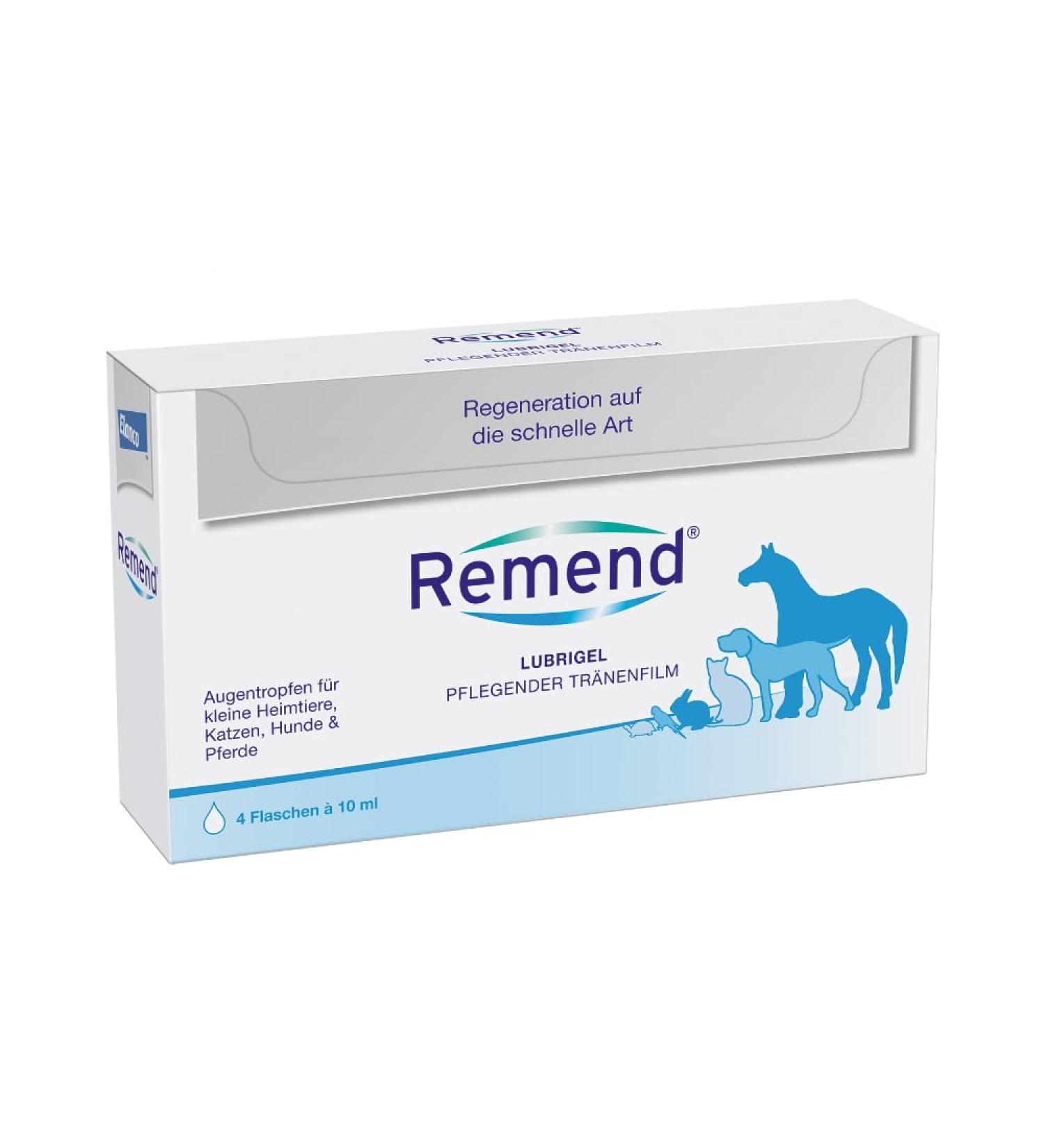 Remend Lubrigel Eye Drops for Dry Eyes - Moisturizing Care for Dogs Cats Horses & Small Pets - Long-Lasting Eye Gel - 4 x 10ml - Buy Online on GoSupps.com