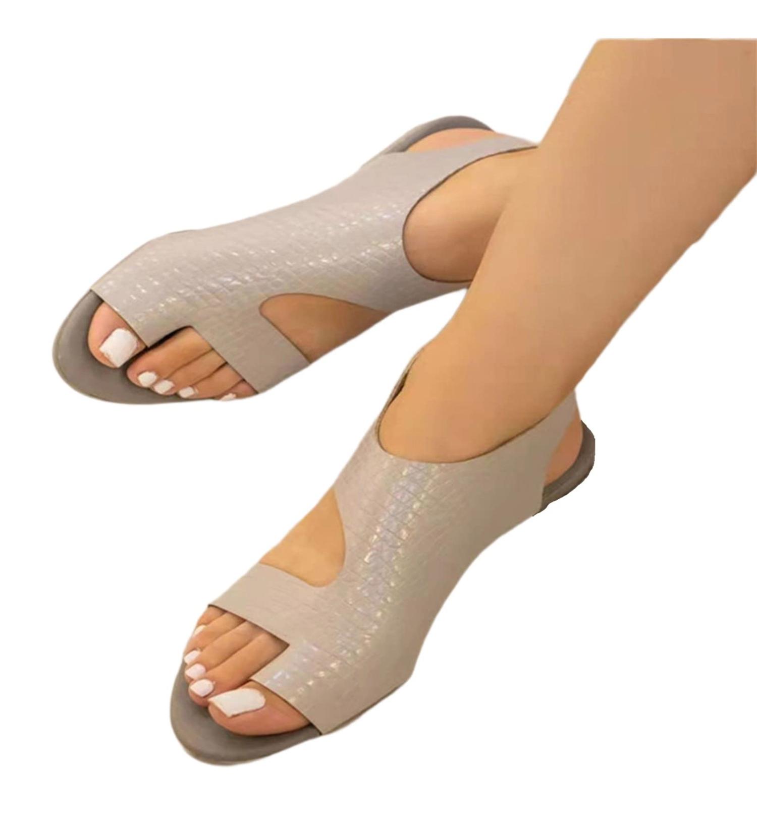 Bunion Correction Sandals - Orthopedic Round Toe Peep Toe Wide Width Sandals - Gray - Women's Size 8 - Buy Online on GoSupps.com