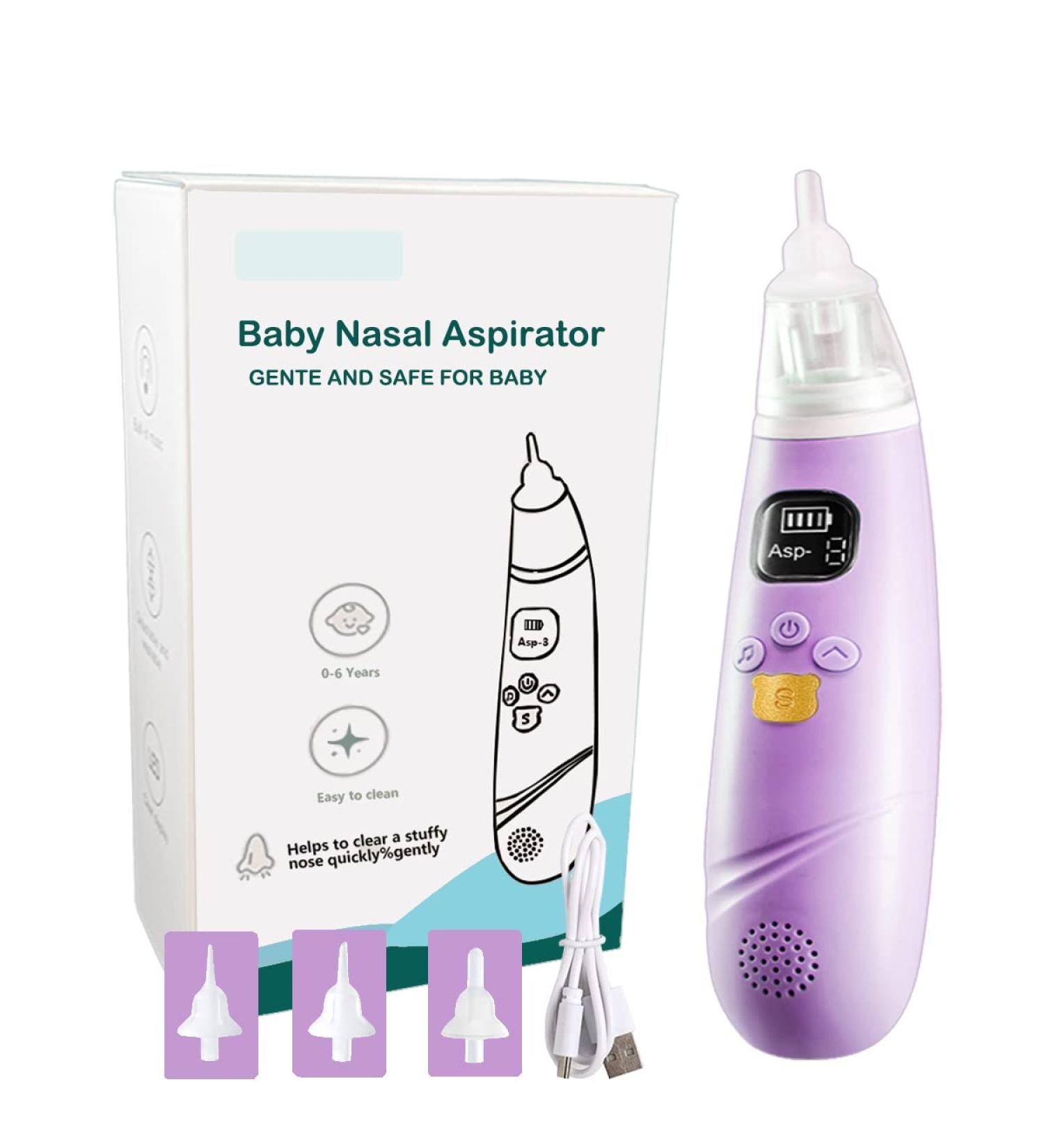 KANEE Electric Baby Nasal Aspirator | 3 Suction Levels | Rechargeable and Music Feature | Infant Nose Cleaner with 3 Silicone Nozzles - Purple - Buy Online on GoSupps.com