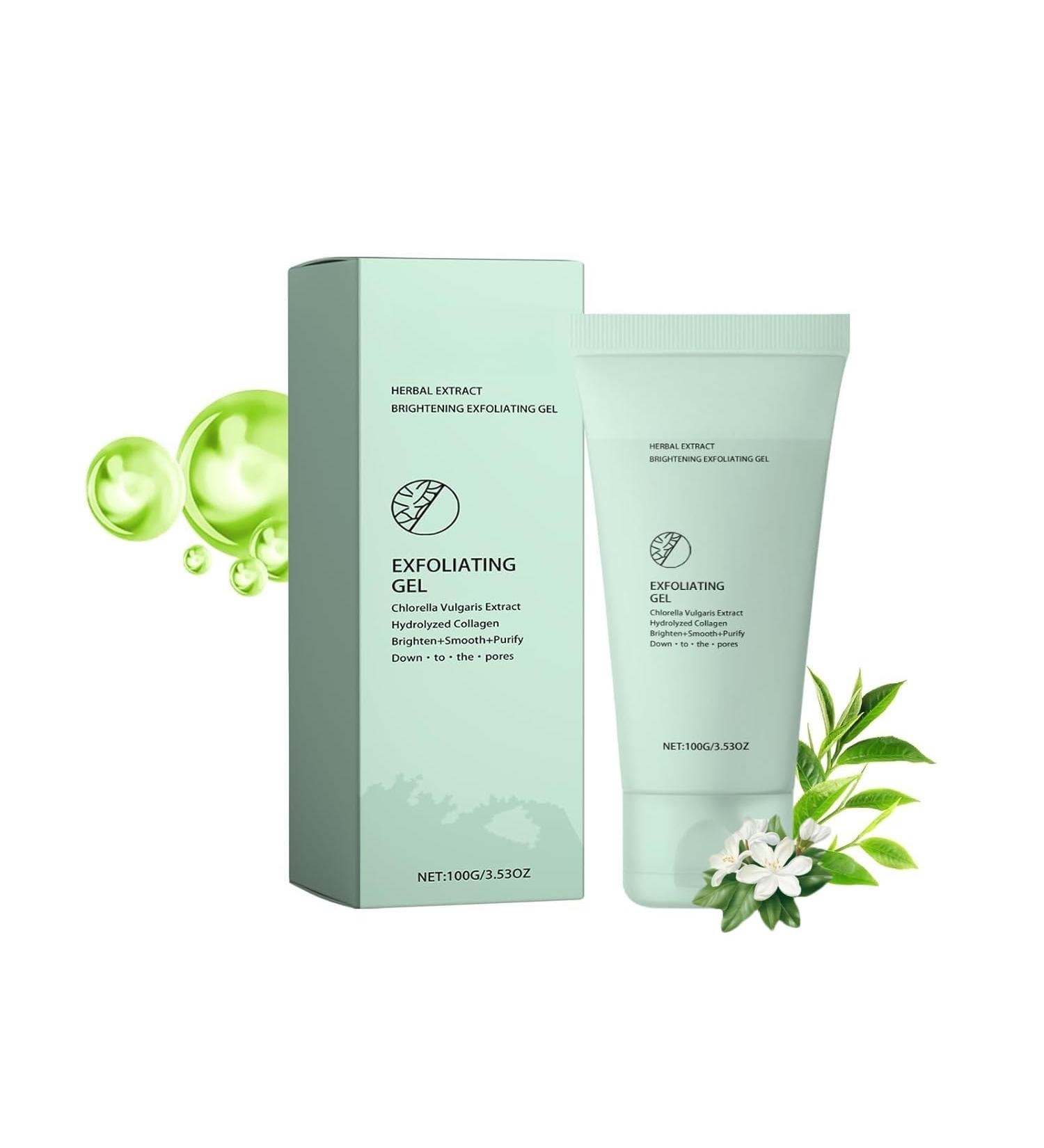 Gentle Herbal Exfoliating Gel with Chlorella & Collagen - Deep Pore Cleanser for Blackheads for All Skin Types 3.53 oz (1pcs) - Buy Online on GoSupps.com