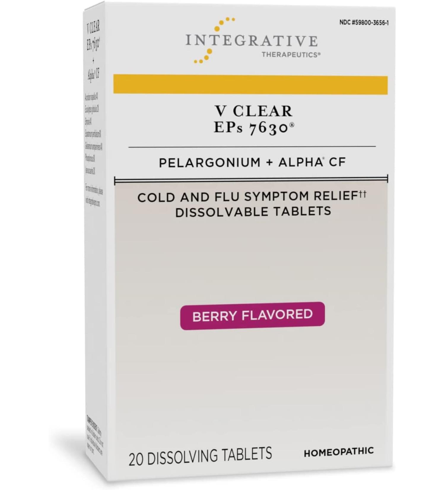 Integrative Therapeutic's V Clear EPs 7630 | Cold and Flu Relief - Berry Flavored Tablets (20ct) - Buy Online on GoSupps.com