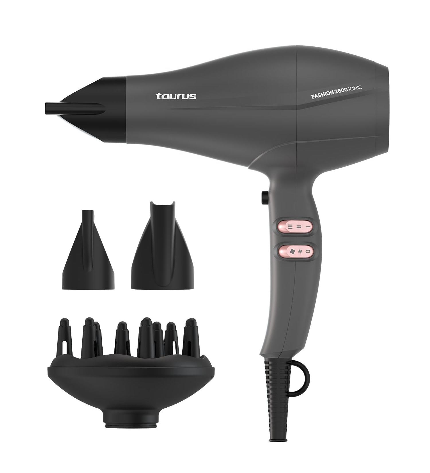 Taurus Hair Dryer Fashion 2600 Ionic 2600W 6 speed and temperature settings AC motor Ionic Care Cold air Diffuser & 2 concentrators Black - Buy Online on GoSupps.com