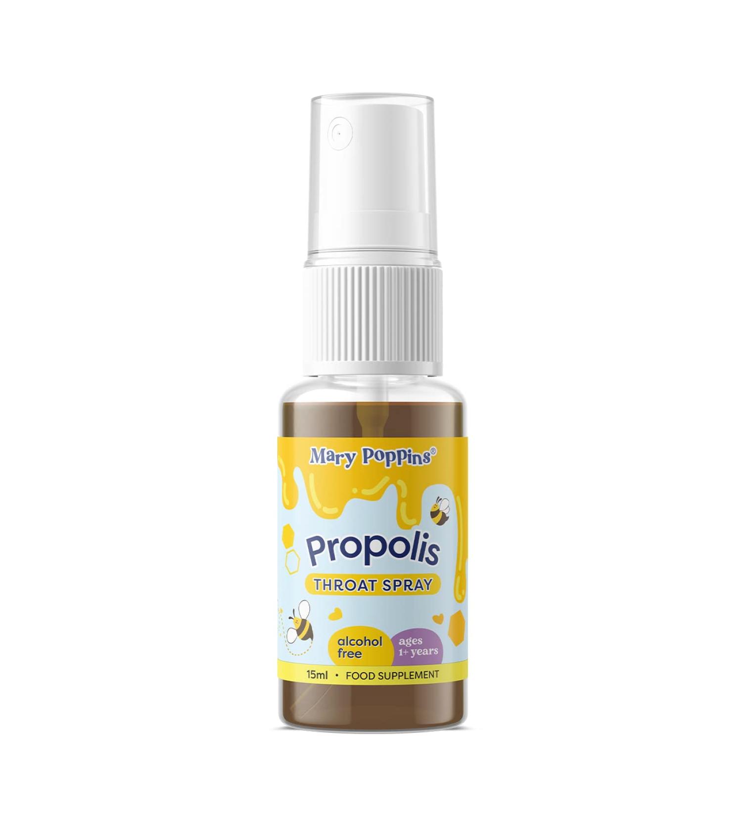 Mary Poppins Kids Propolis Throat Spray - Chocolate Flavour | 50% Propolis Extract, Alcohol-Free, 15ml - Buy Online on GoSupps.com