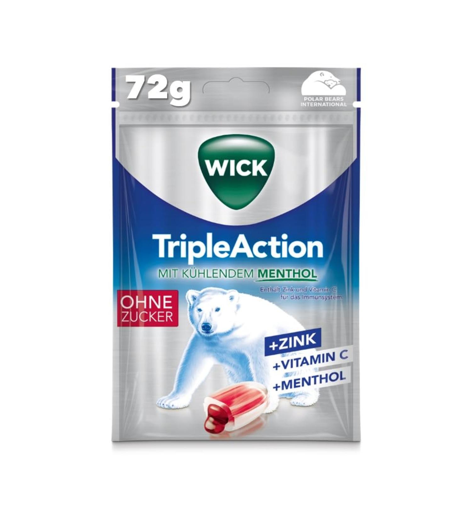 Buy WICK Triple Action Menthol Lozenges - Sugar-Free with Currant Juice Zinc & Vitamin C - 72g Pack | International Shipping Available - Buy Online on GoSupps.com